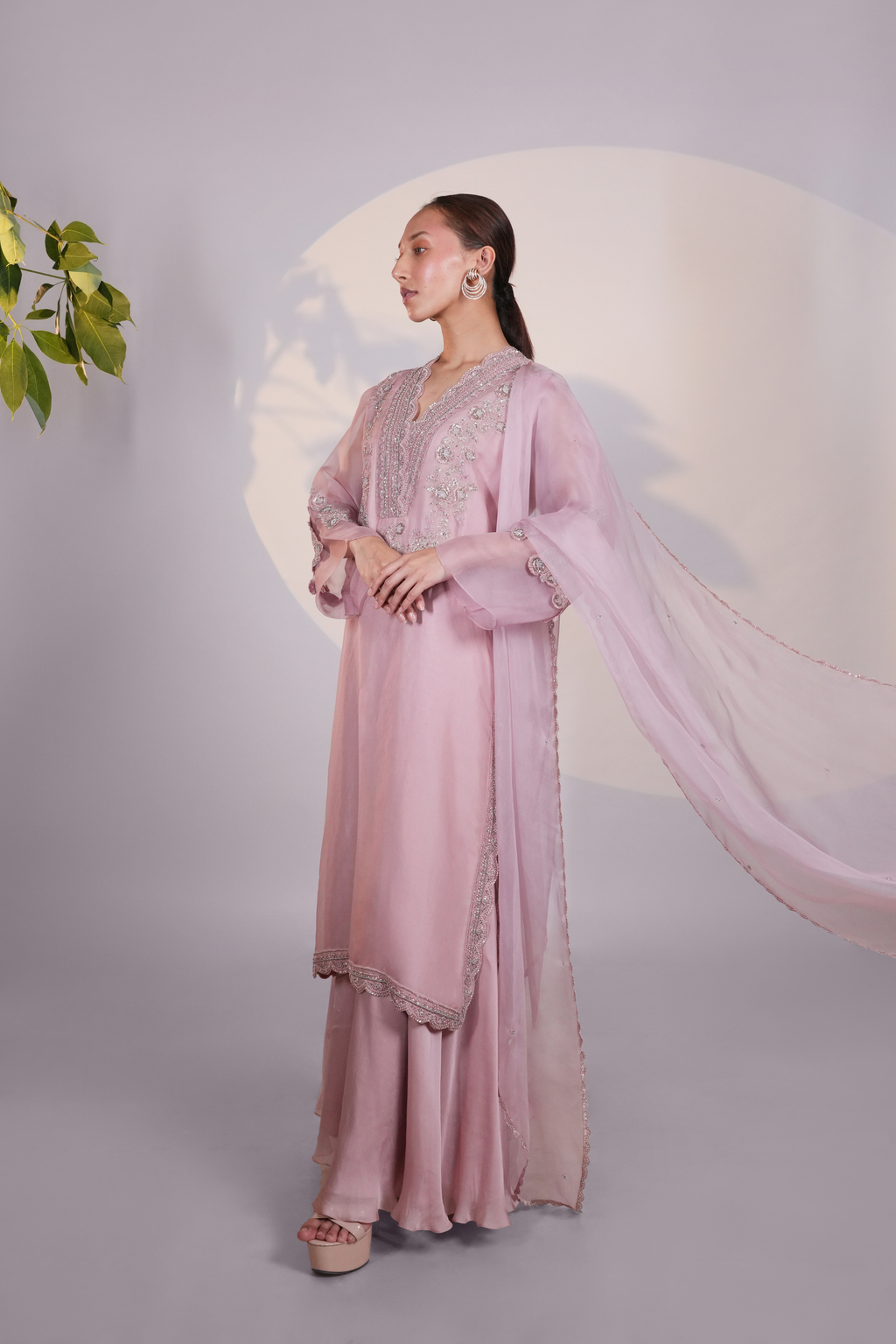 Pink Organza Kurta