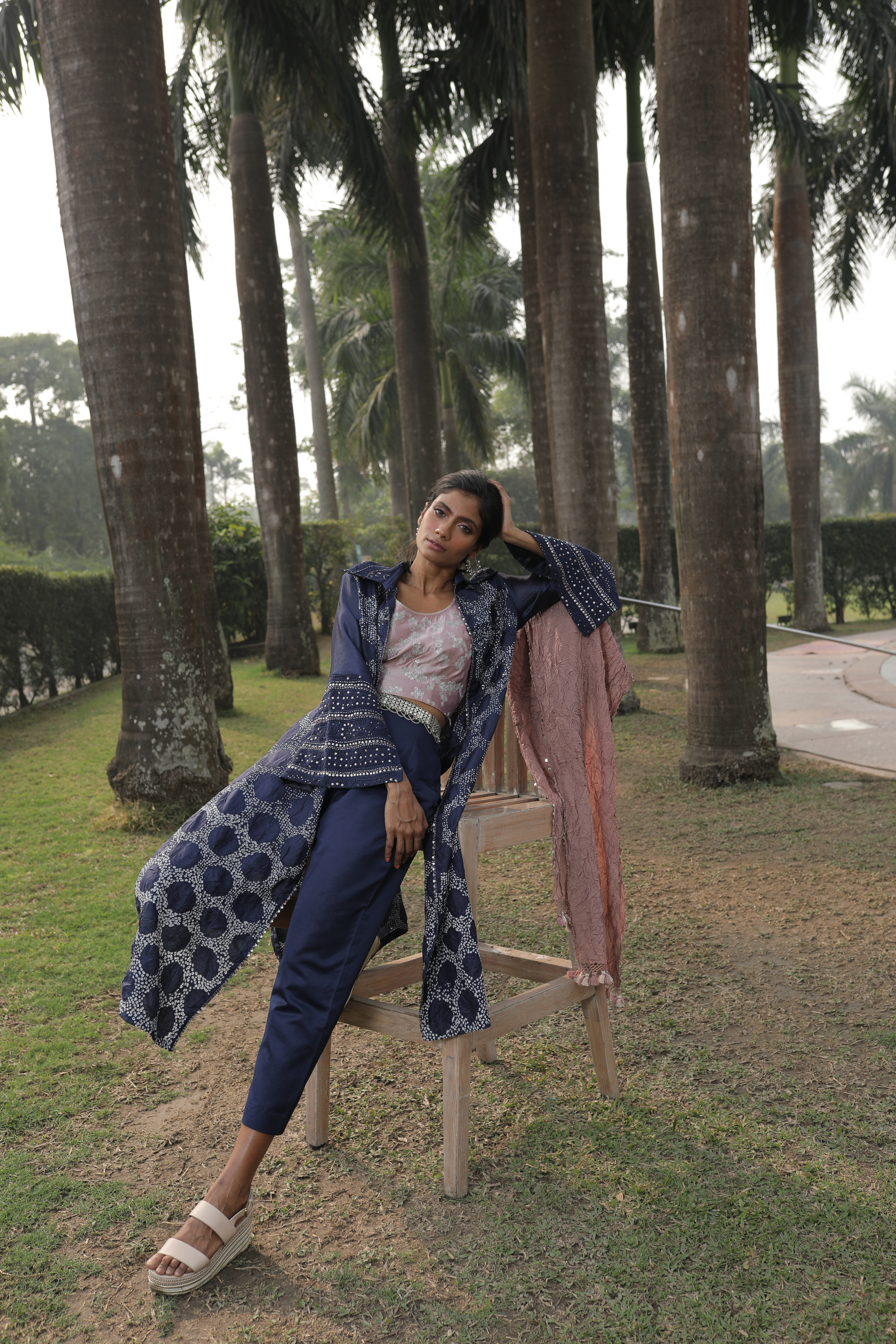 Pink Bandhej Top With Pant and Jacket