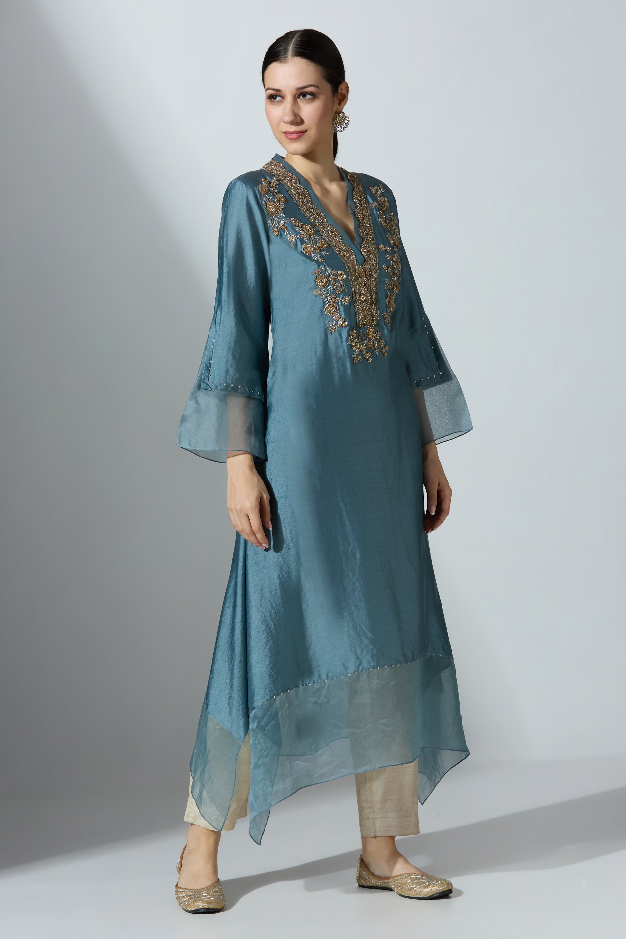 Grey Silk Kurta With Pant