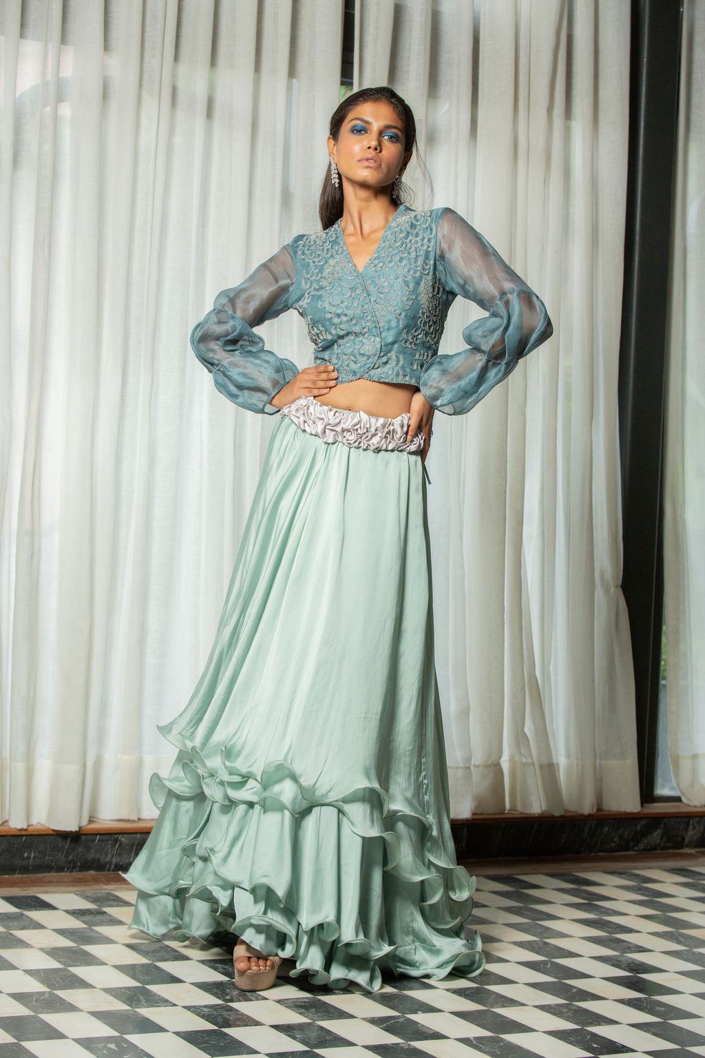 Blue Organza Blouse