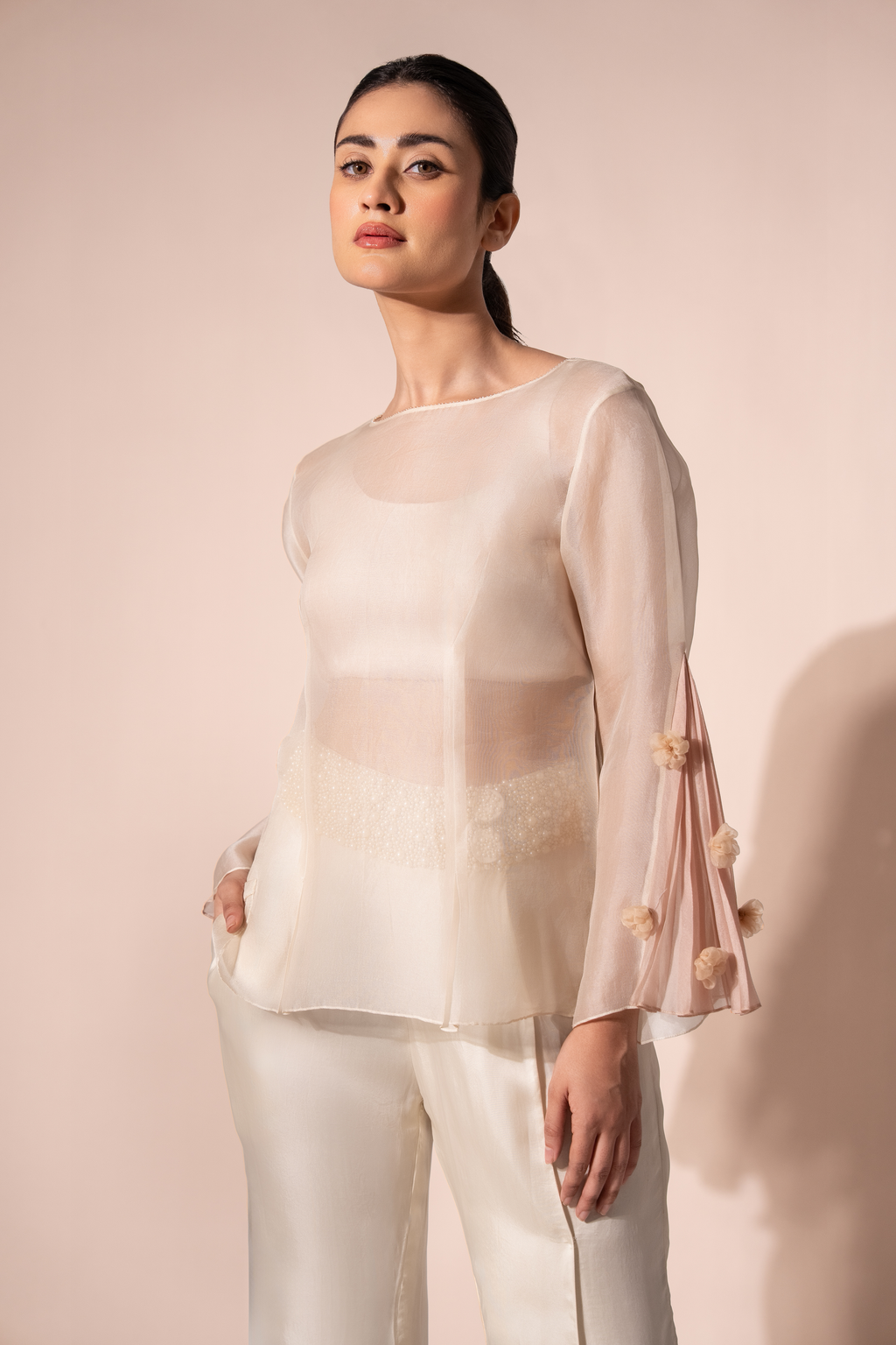 White Sway with Me Organza Top With Slip
