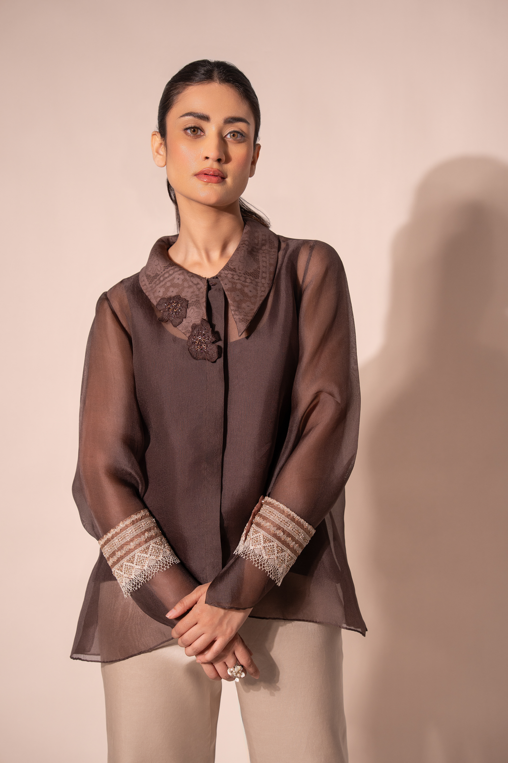 Dark Brown Long Collar Shirt