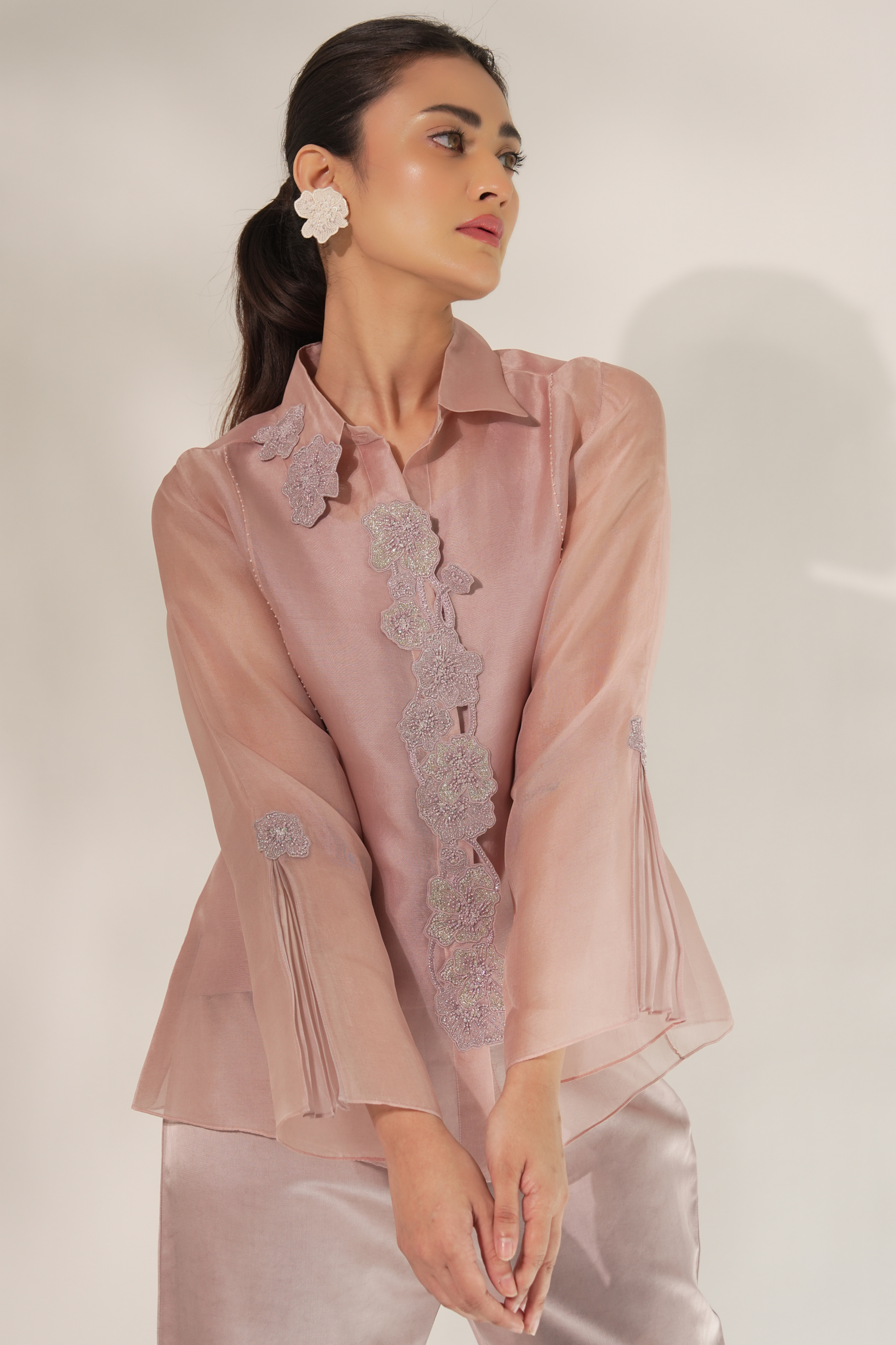 Purple Princess Cut Organza Shirt