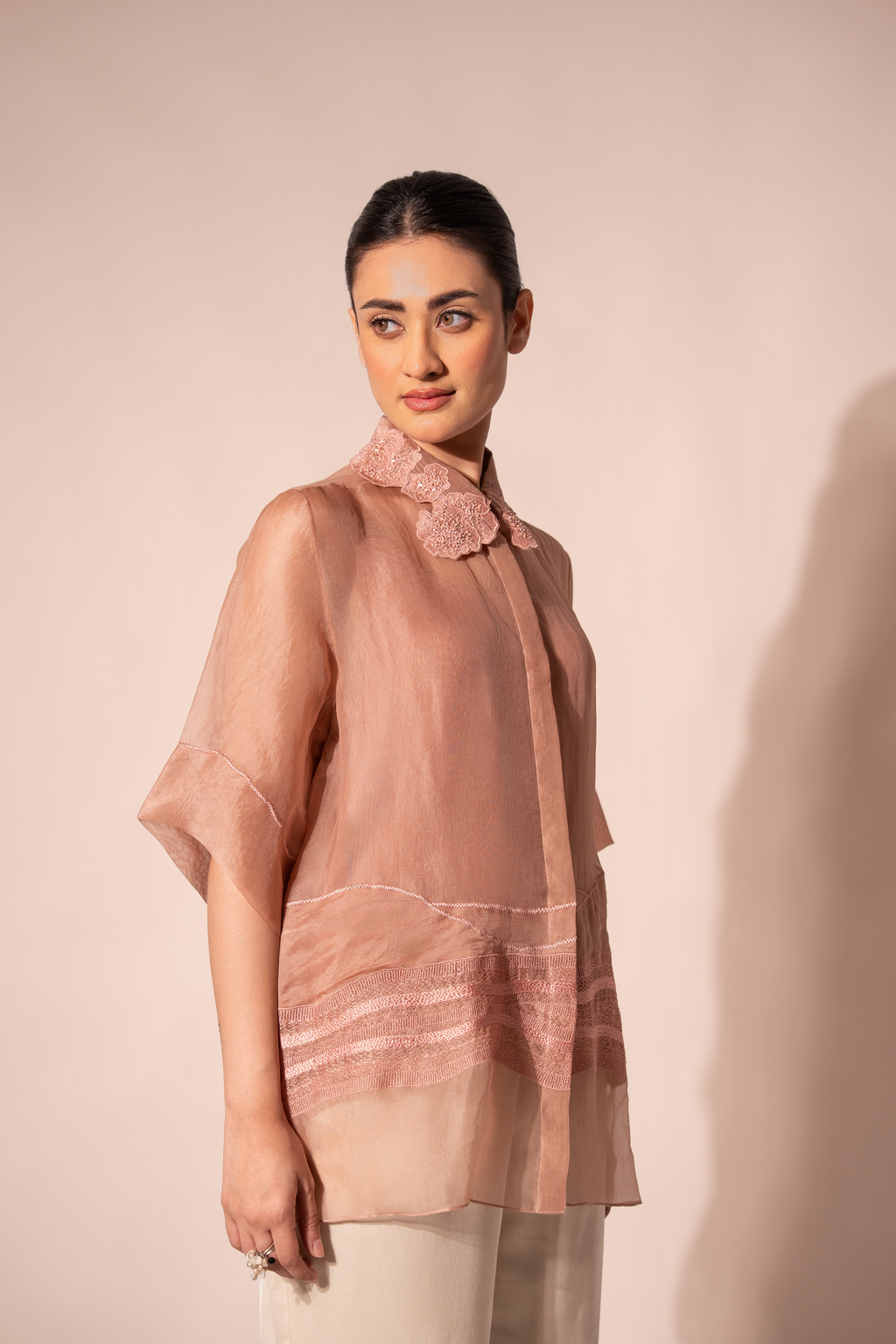 Peach Wave Organza Shirt