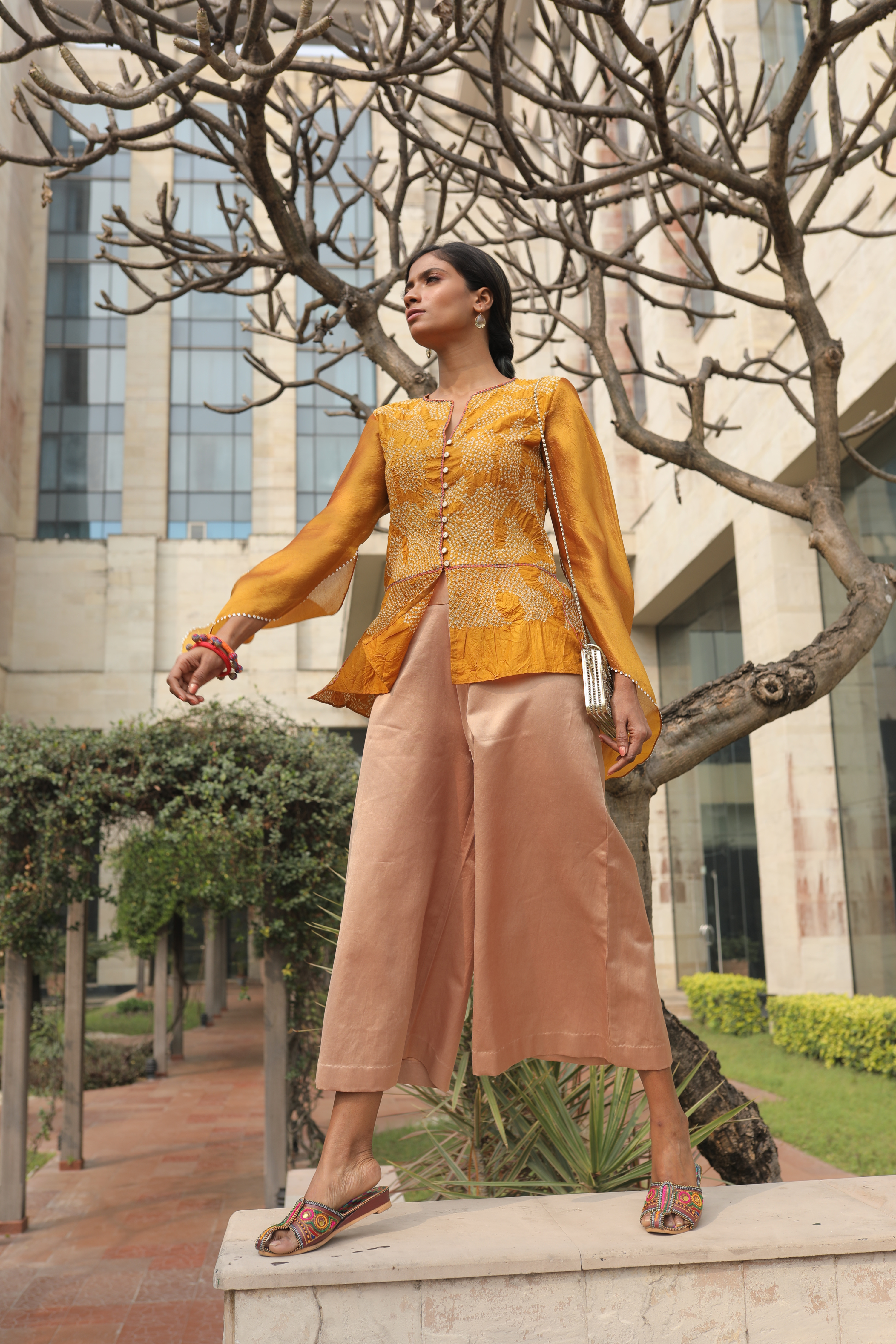 Mustard Bandhej Shirt