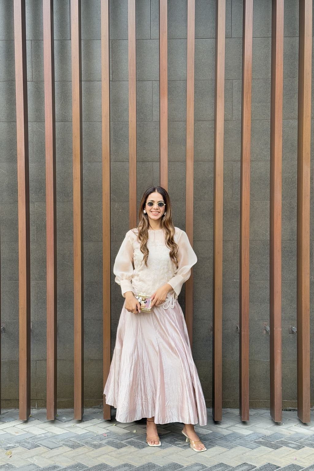Organza Cutwork Top With Skirt