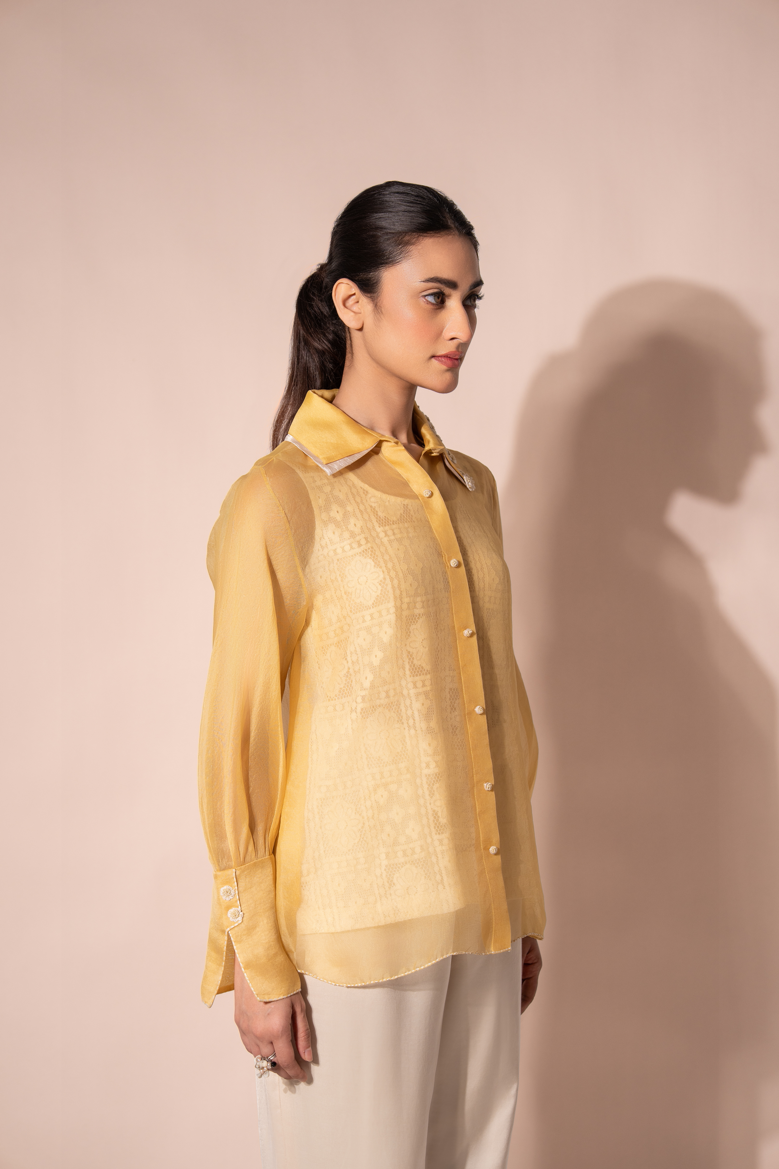 Yellow Afloat Organza Shirt