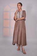 Beige Silk Kurta With Pant