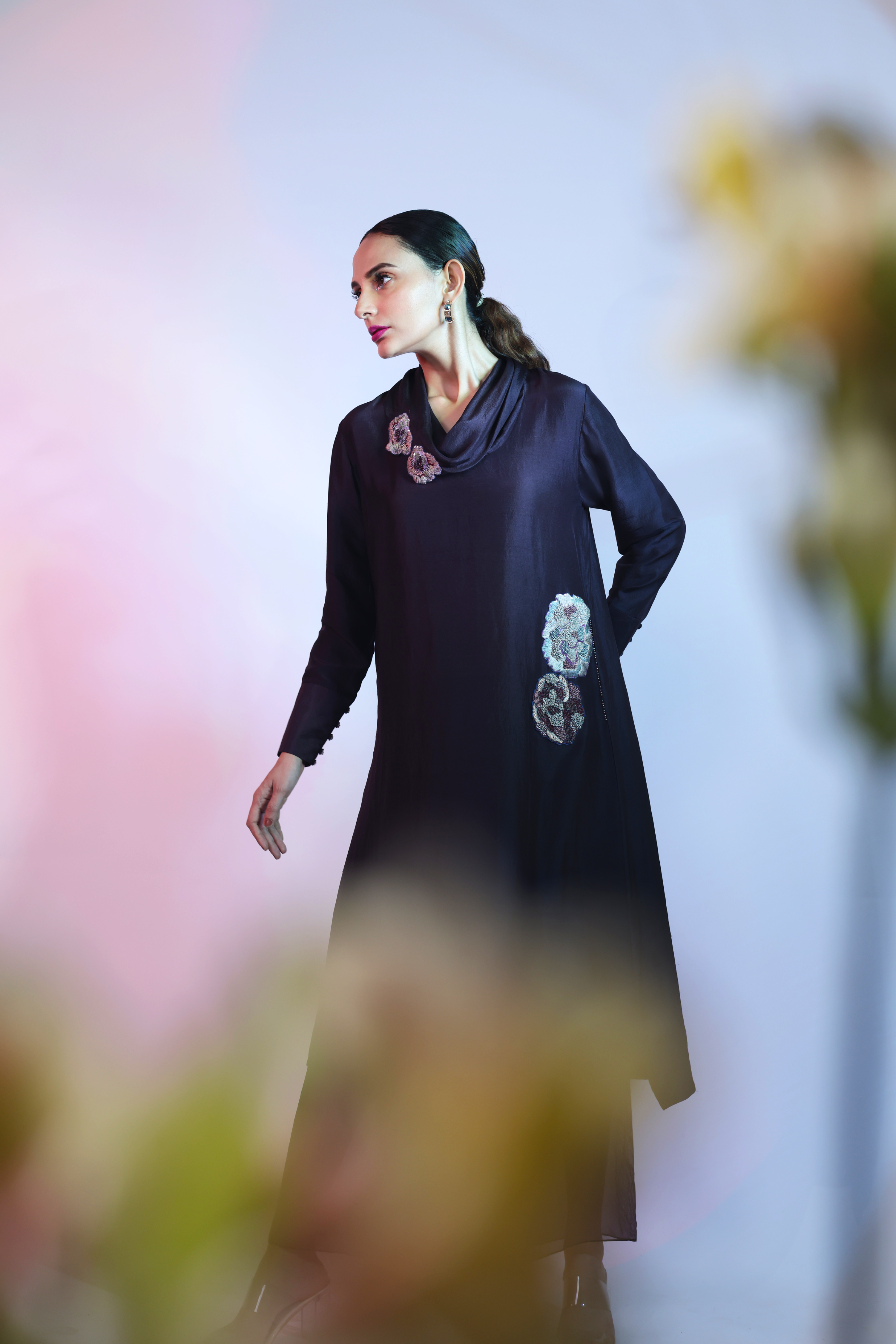 Purple Silk Kurta With Pant