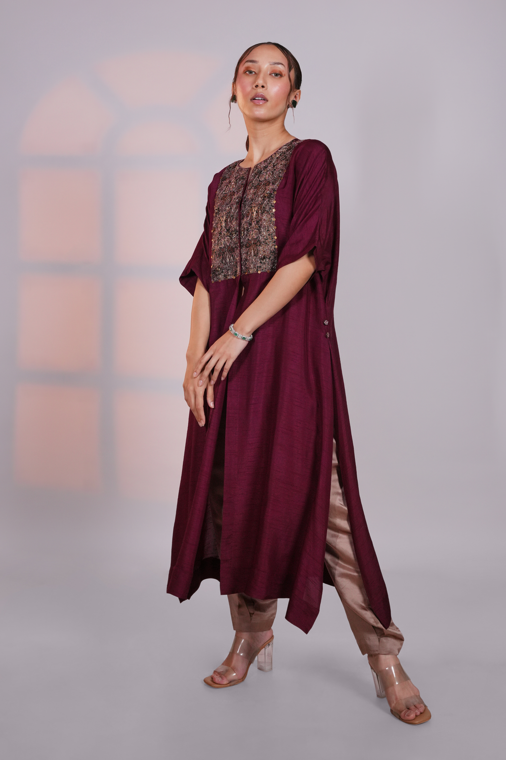 Plum Reglan Silk Kurta