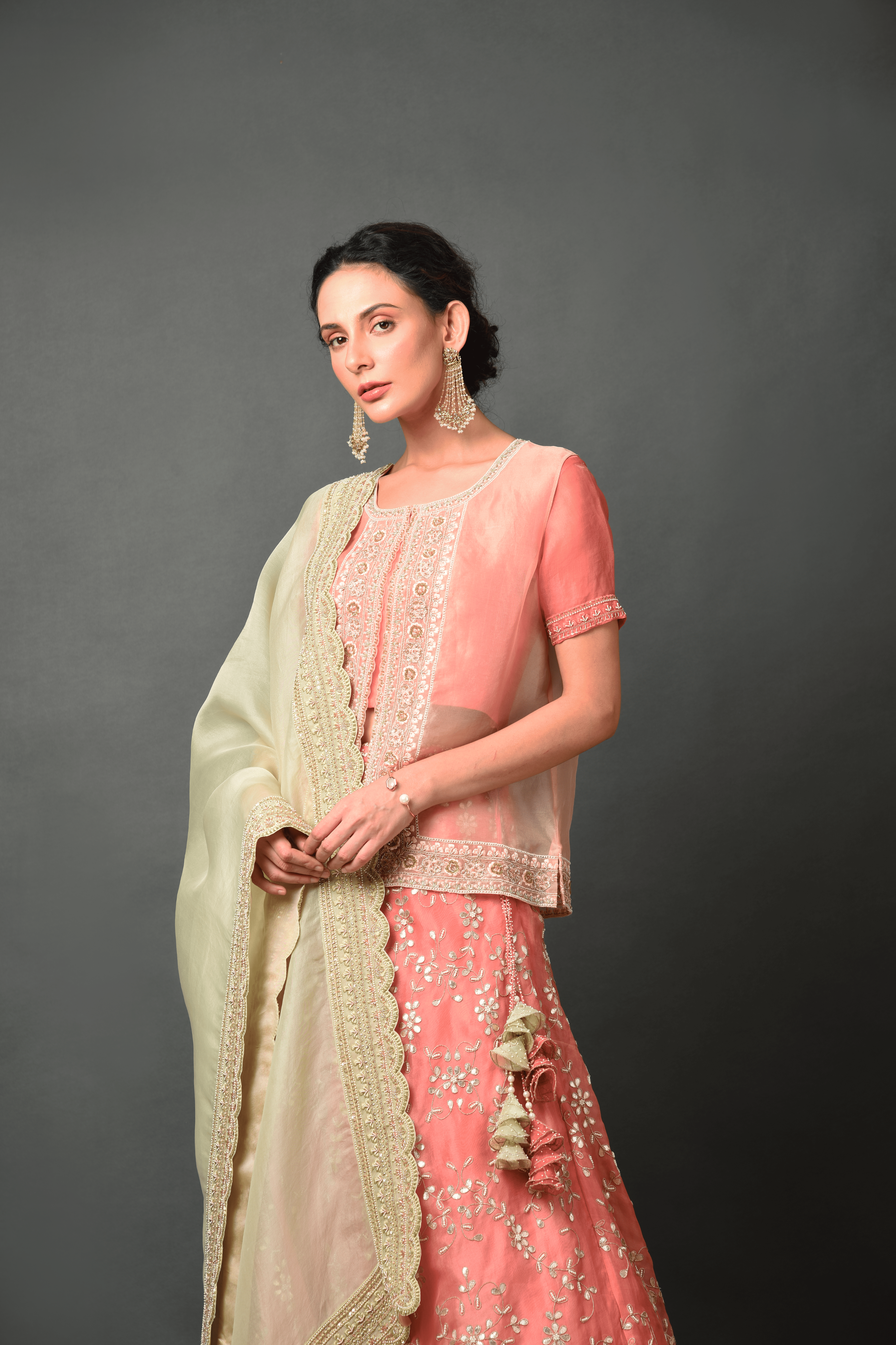 Peach Gota Lehenga