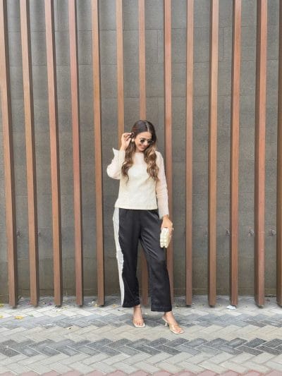 White Organza Top With Pant