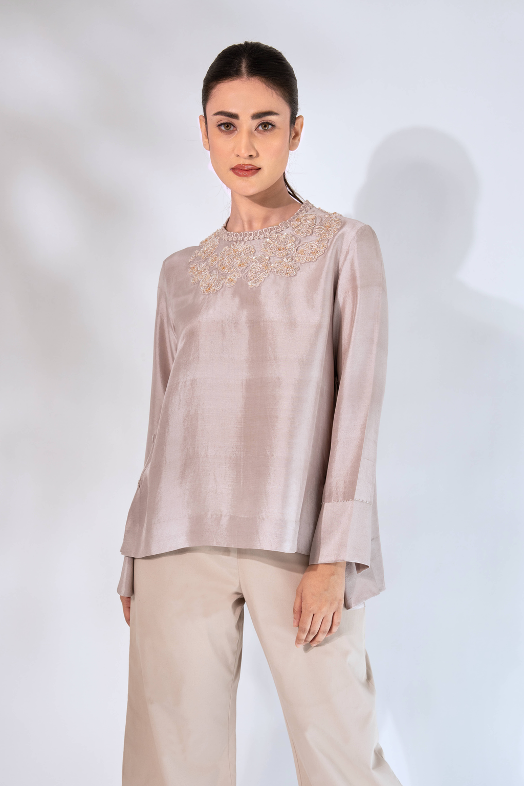 Nude High Neck Top