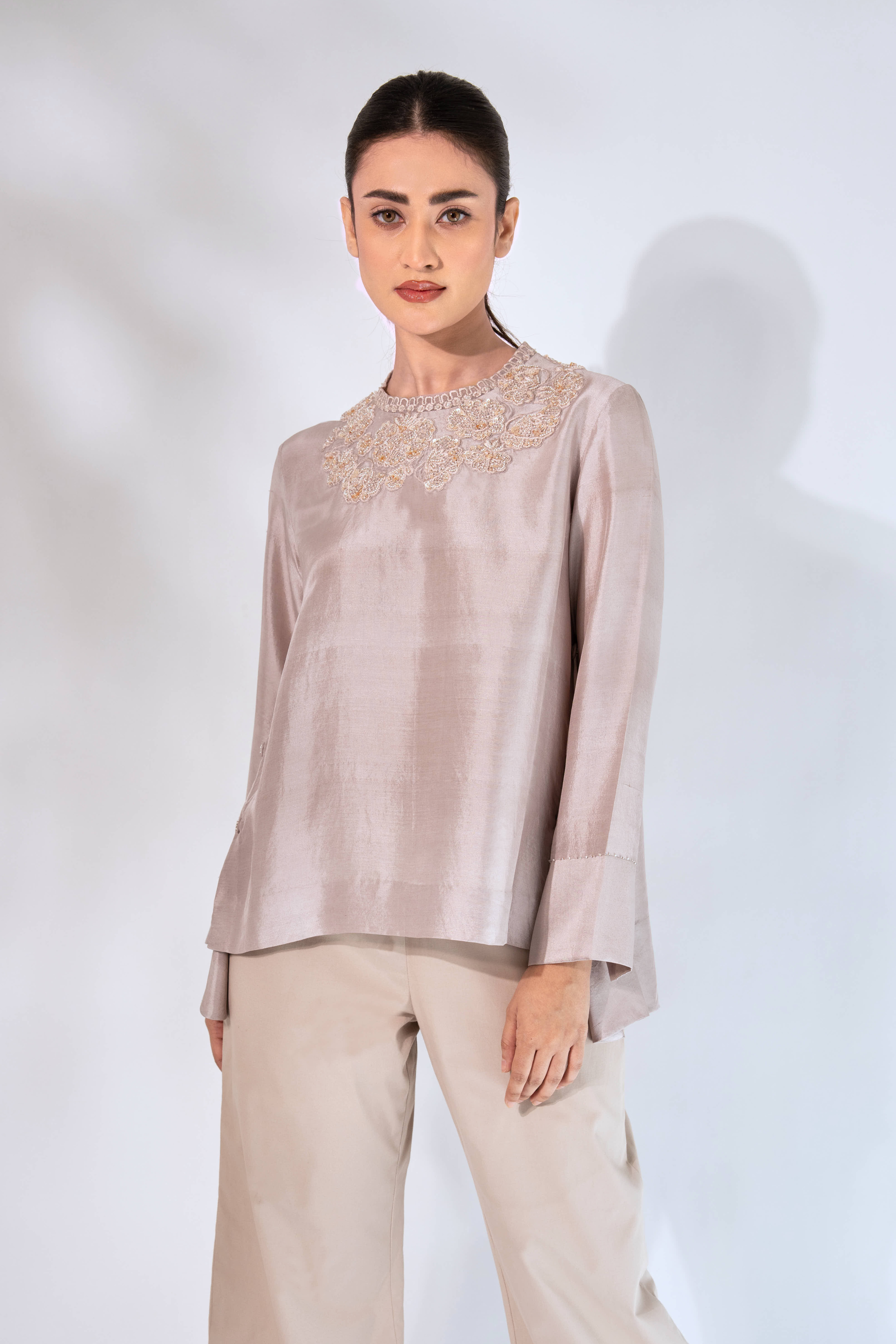 Nude High Neck Top