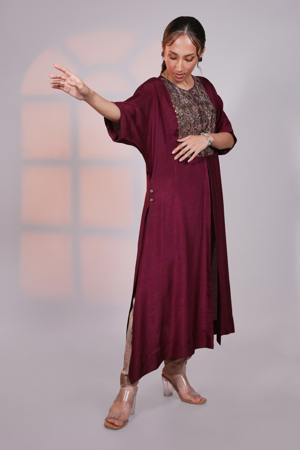 Plum Reglan Silk Kurta