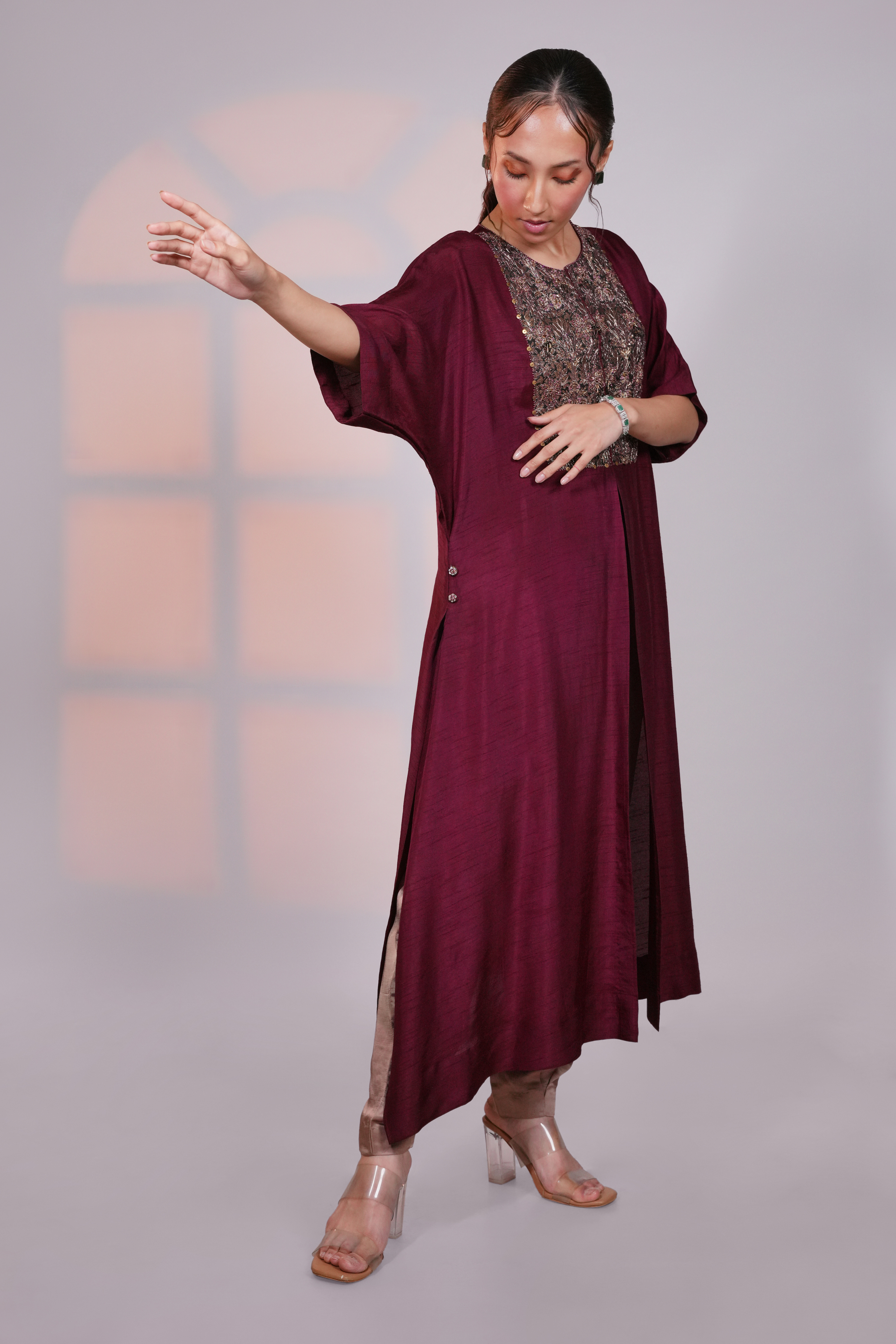 Plum Reglan Silk Kurta