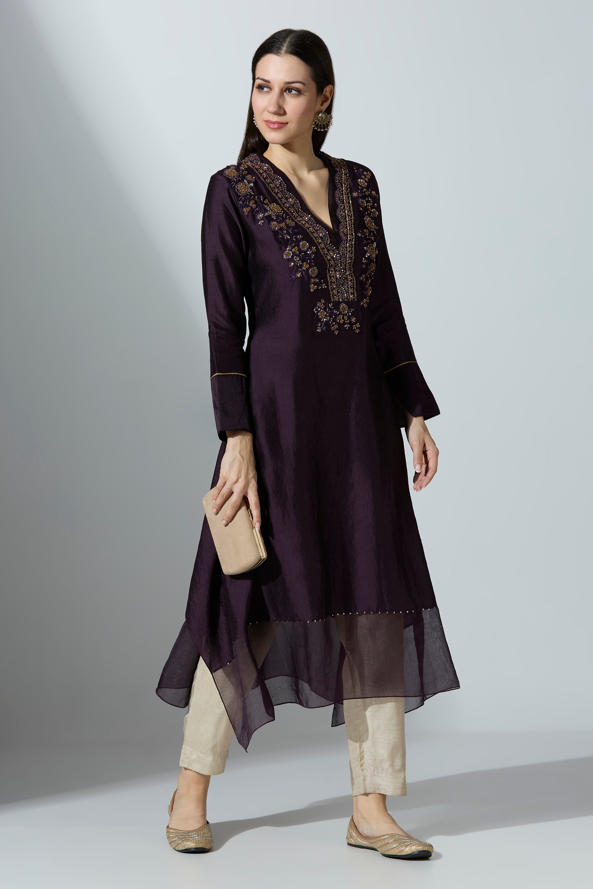 Purple Silk Kurta
