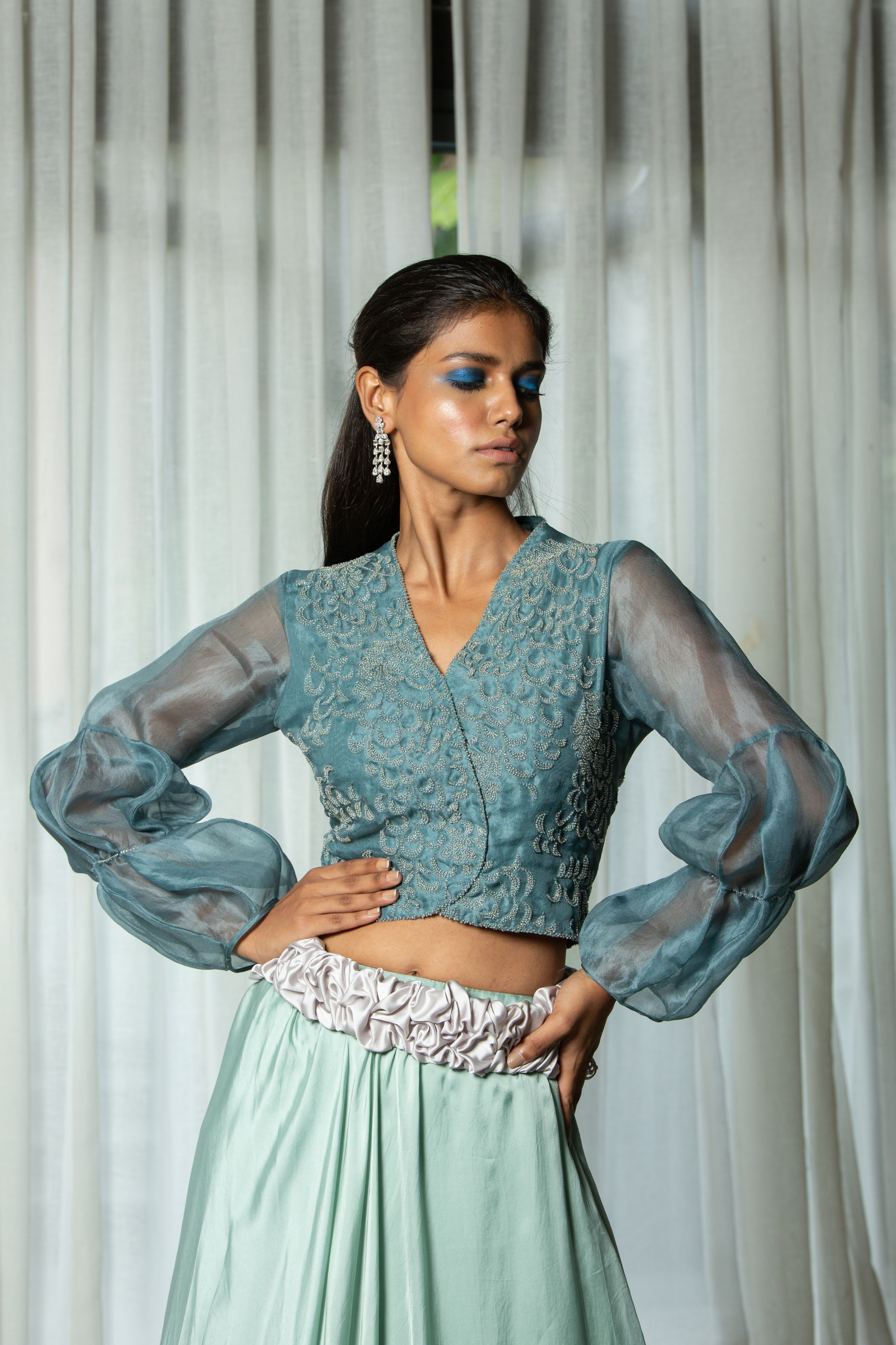 Blue Organza Blouse
