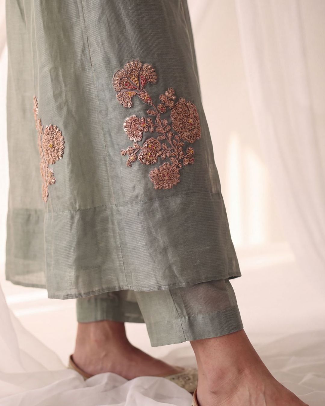Grey Blue Banarasi Angrakha