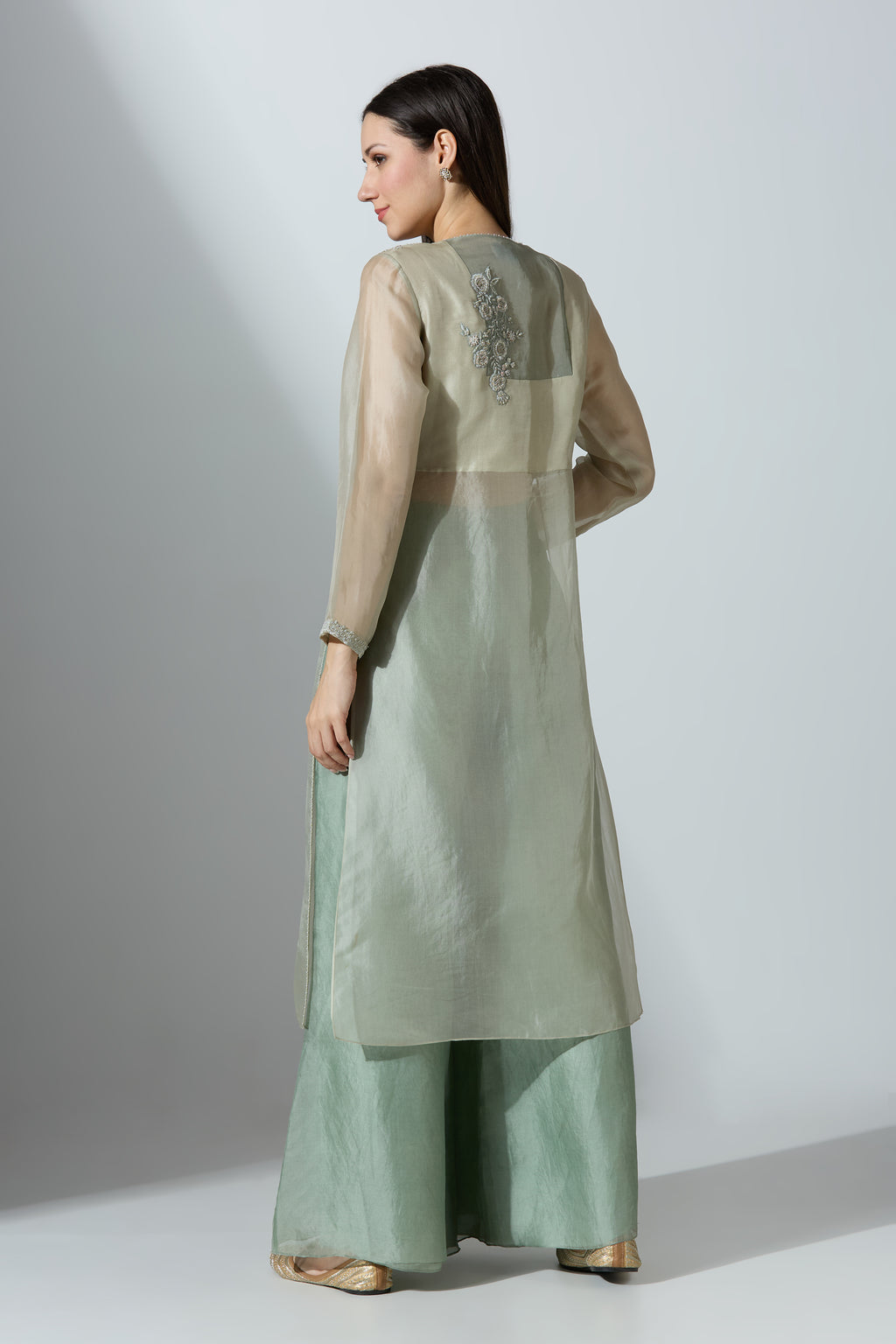 Green Naira Organza Kurta With Pant