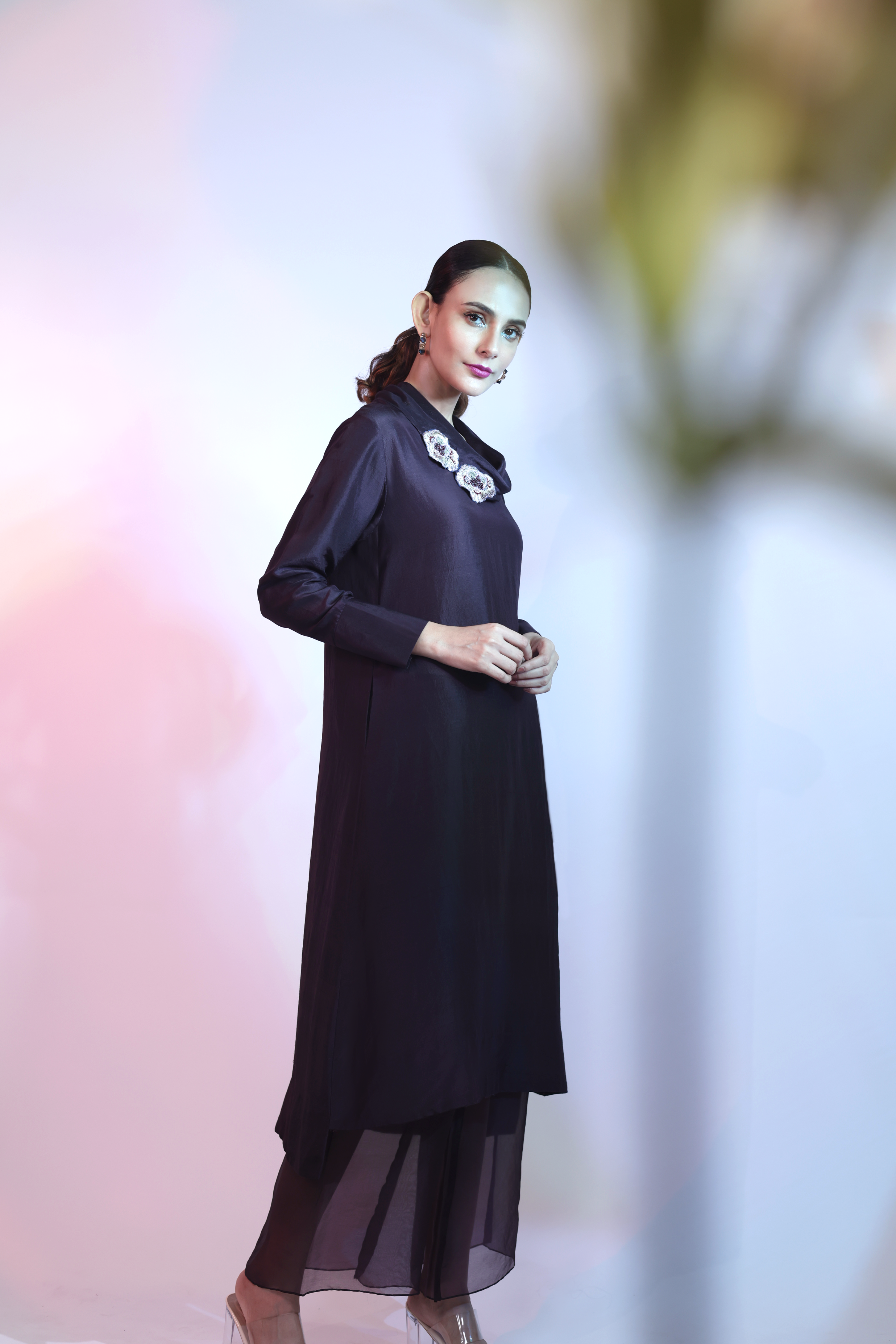 Purple Silk Kurta With Pant