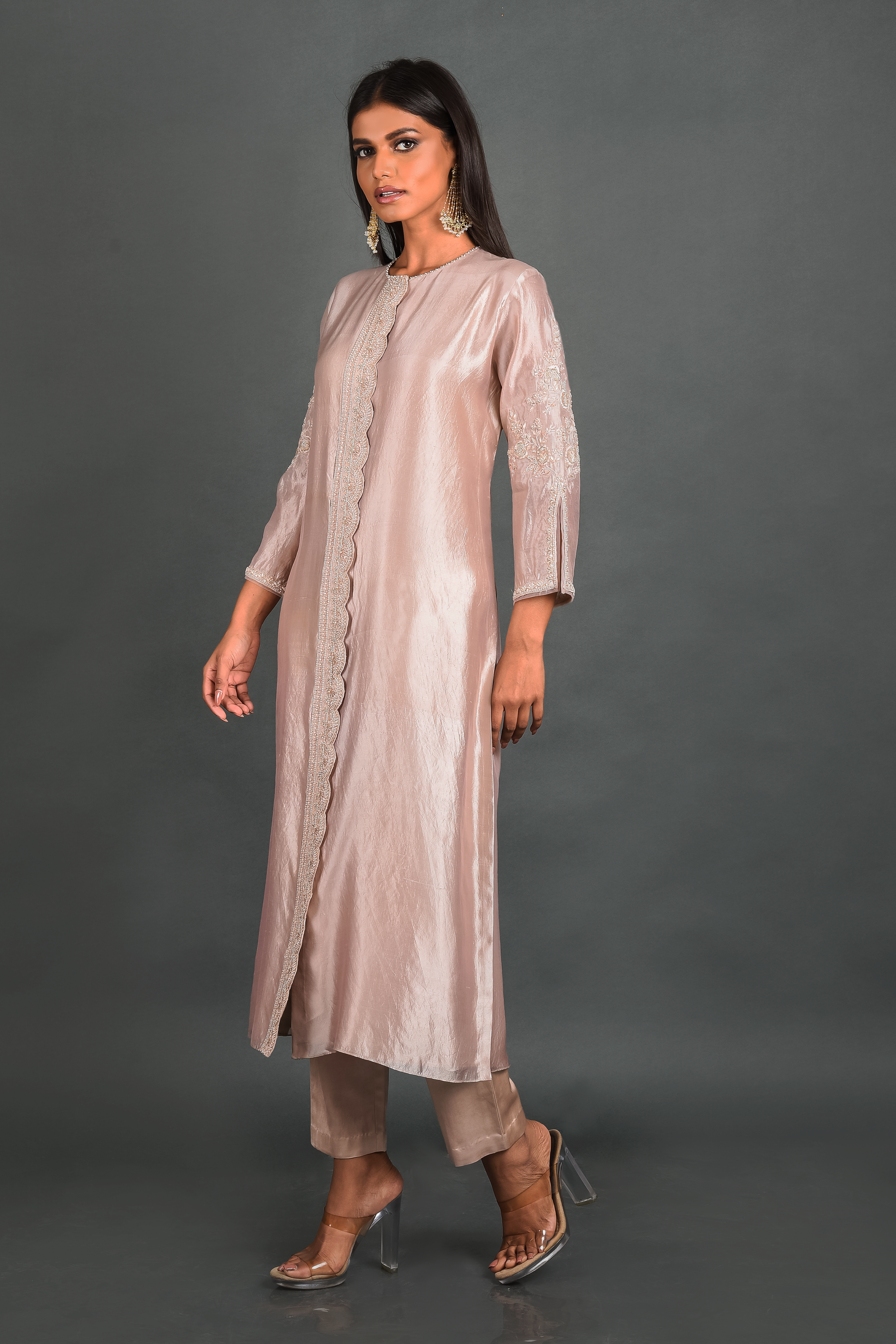 Pink Silk Kurta With Pant and Dupatta