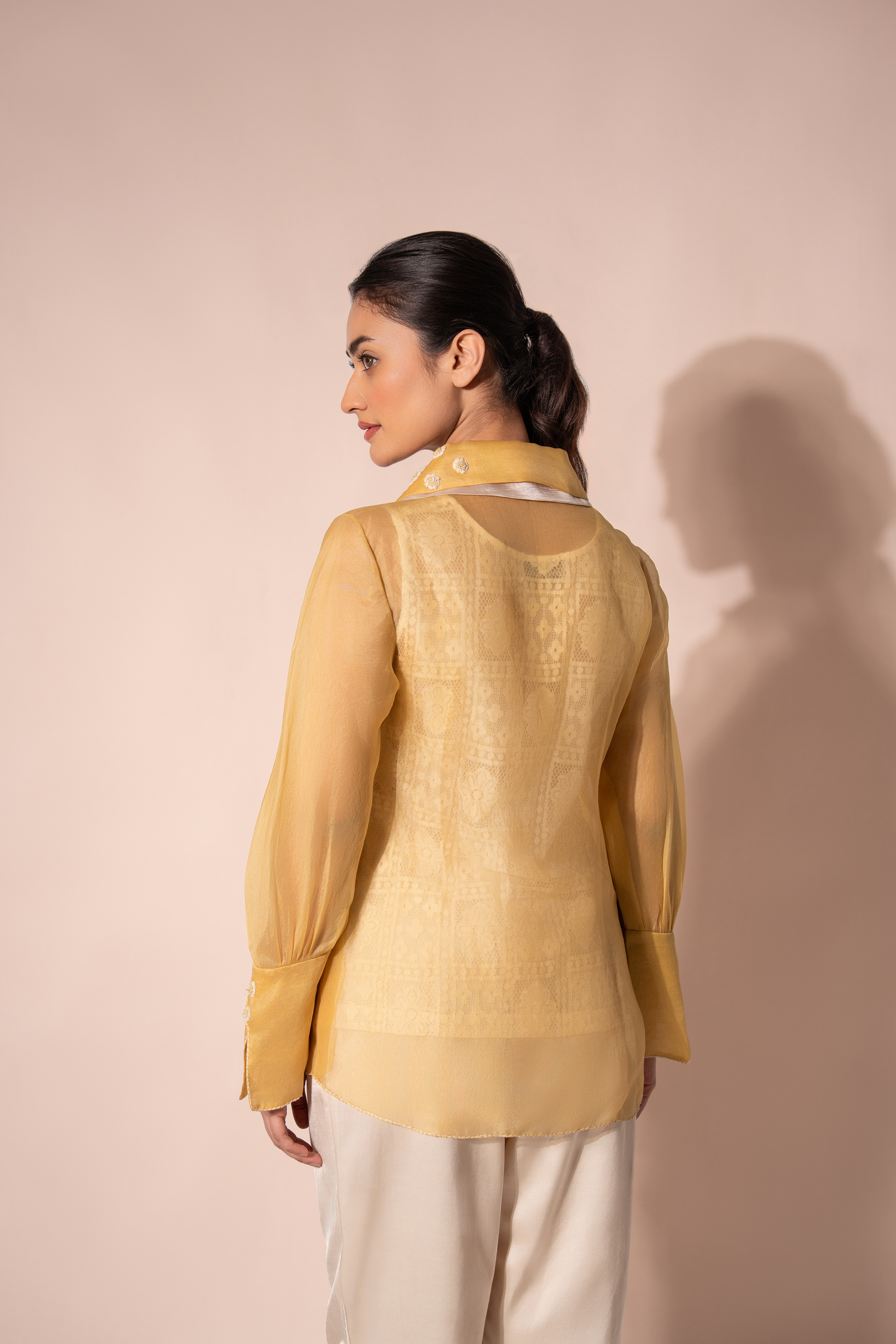 Yellow Afloat Organza Shirt