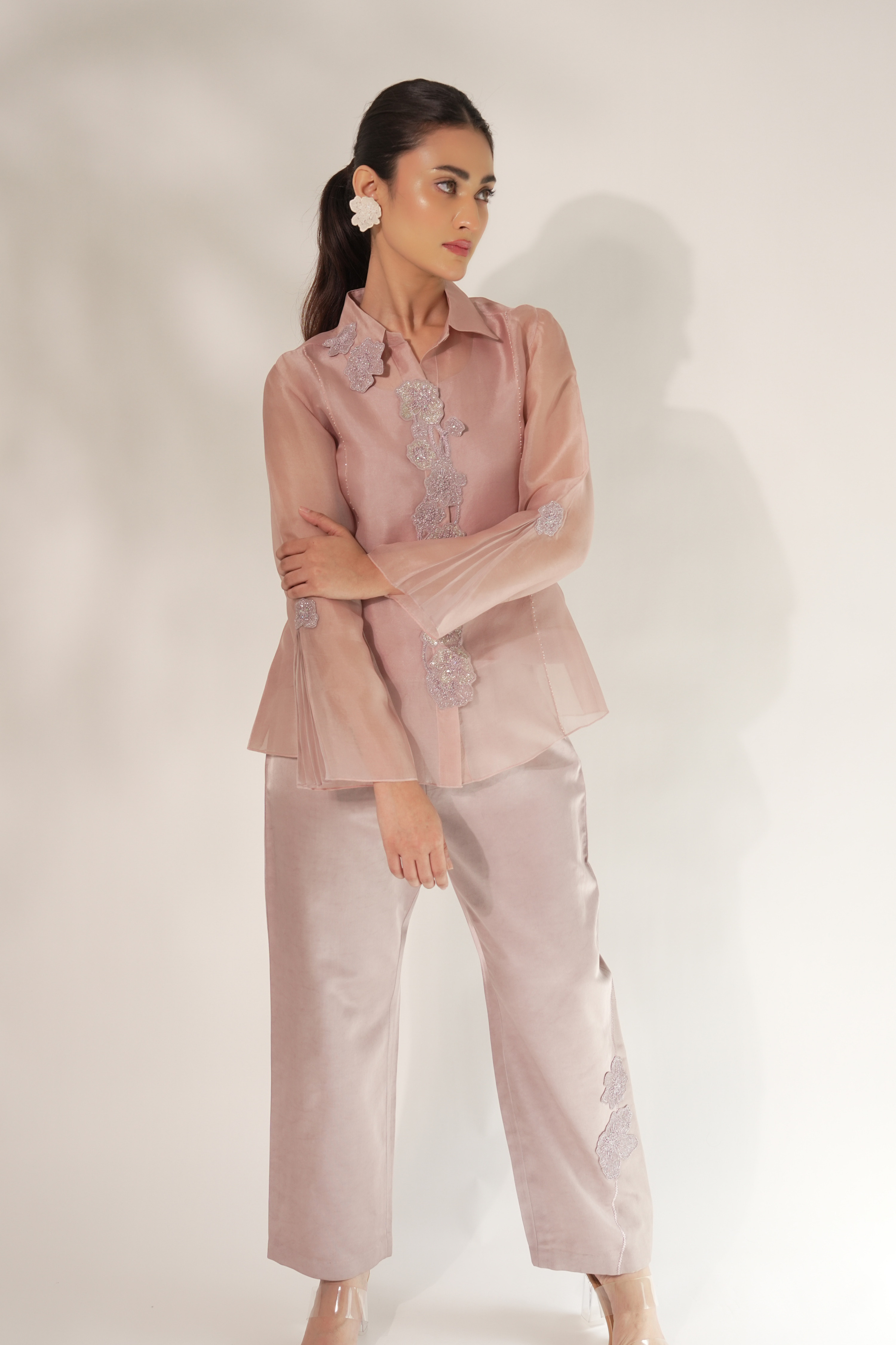 Purple Princess Cut Organza Shirt