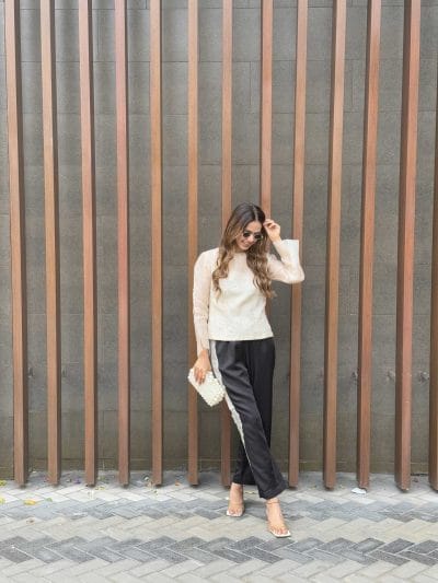 White Organza Top With Pant