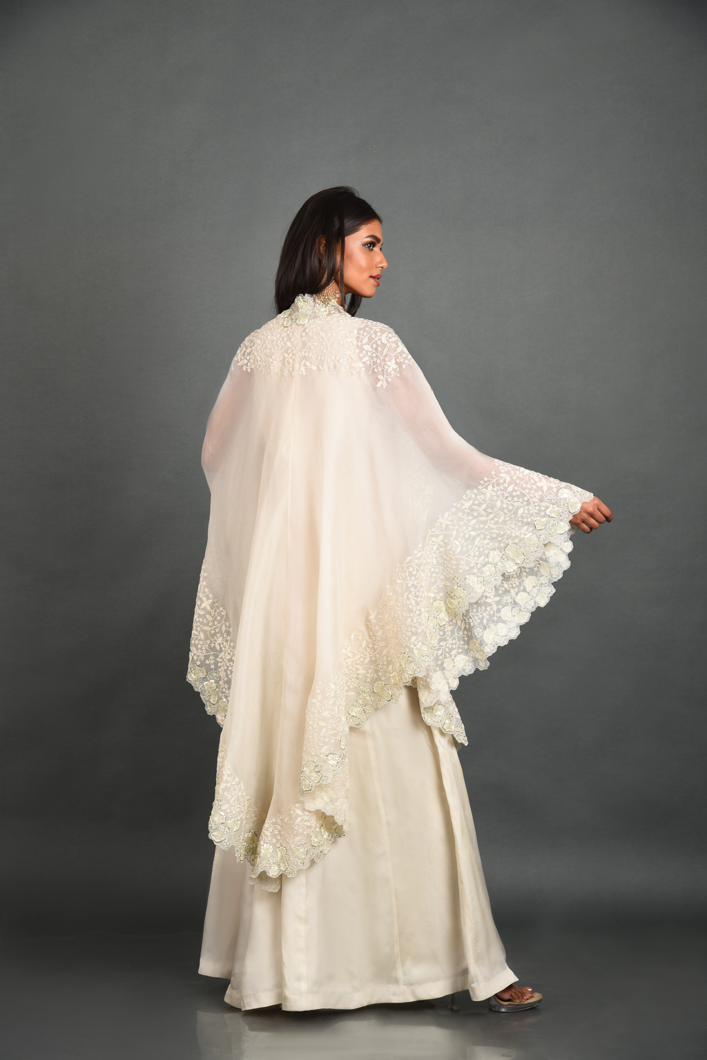 White Dancing Daisies Organza Cape