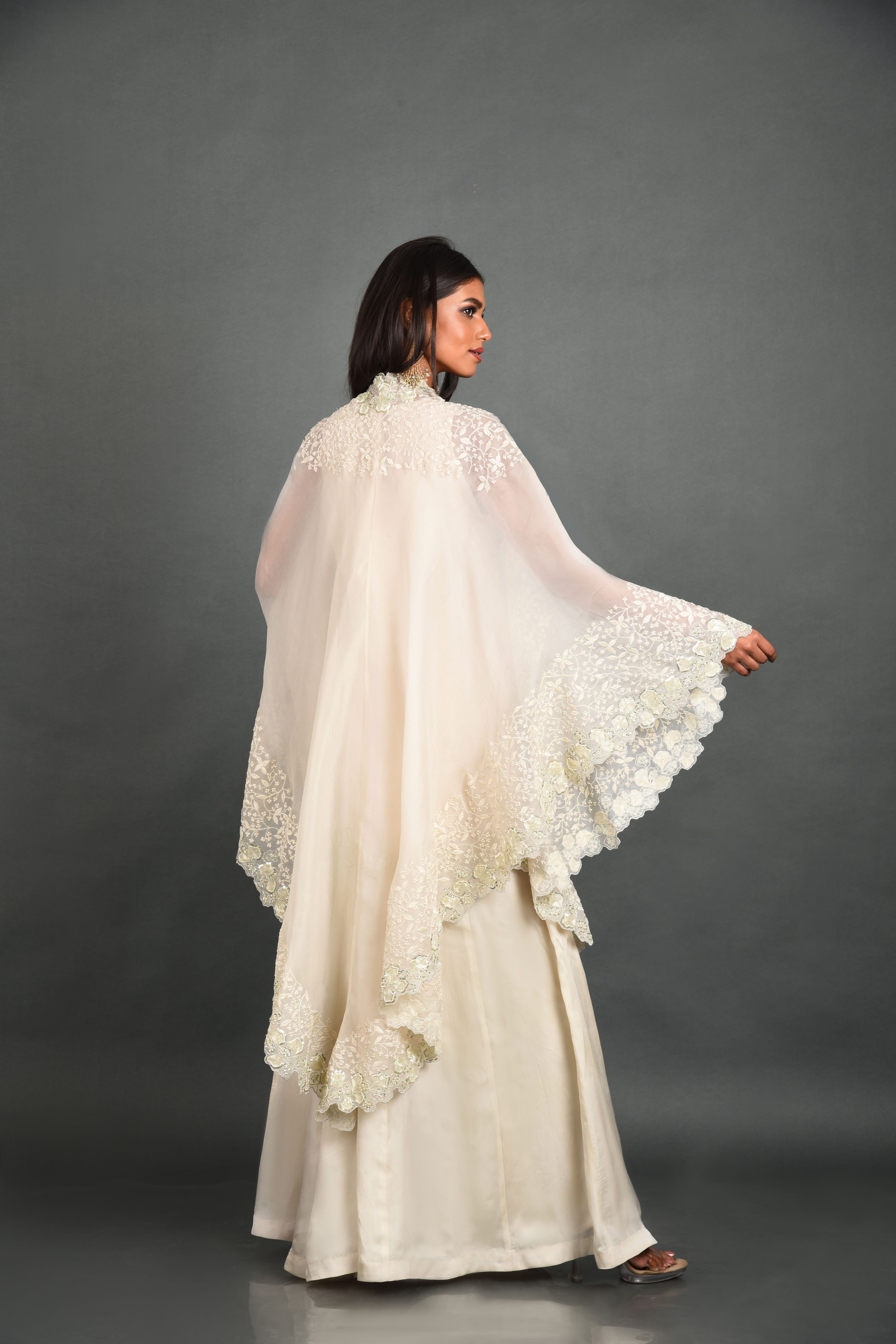 White Dancing Daisies Organza Cape