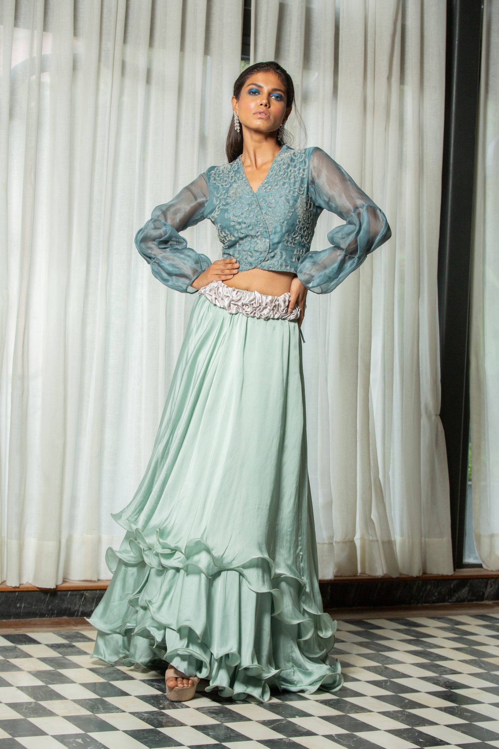 Blue Organza Blouse