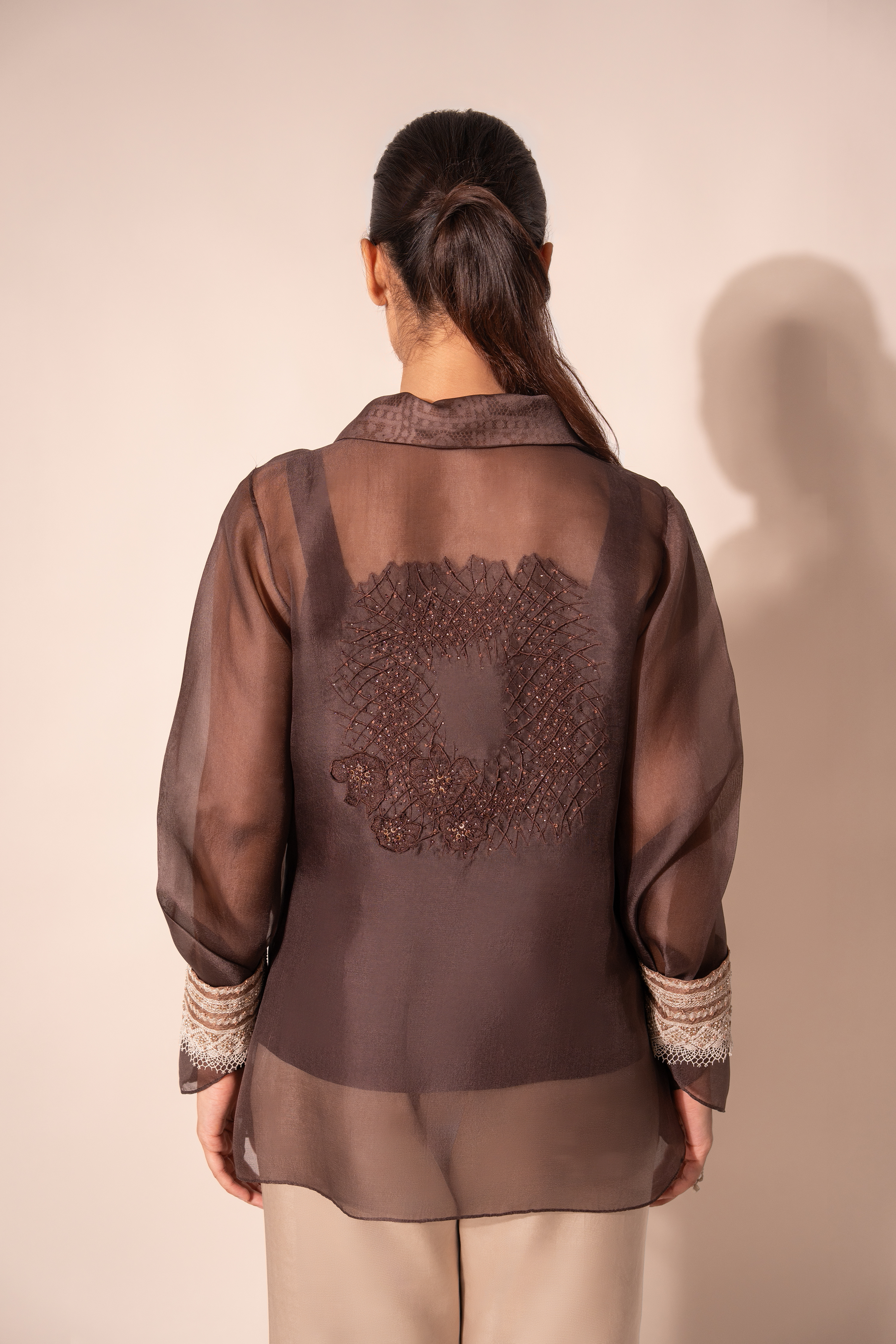 Dark Brown Long Collar Shirt