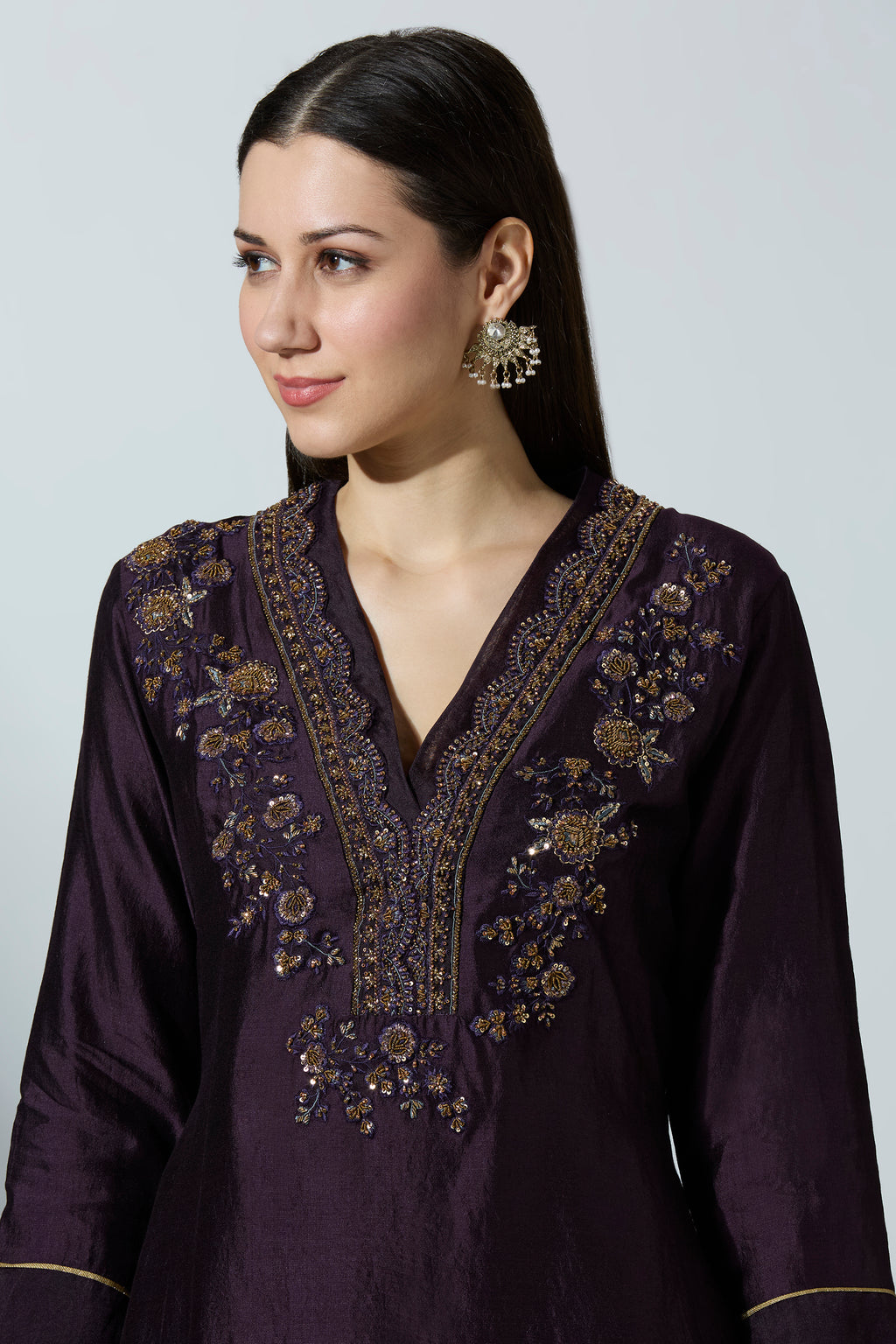 Purple Silk Kurta