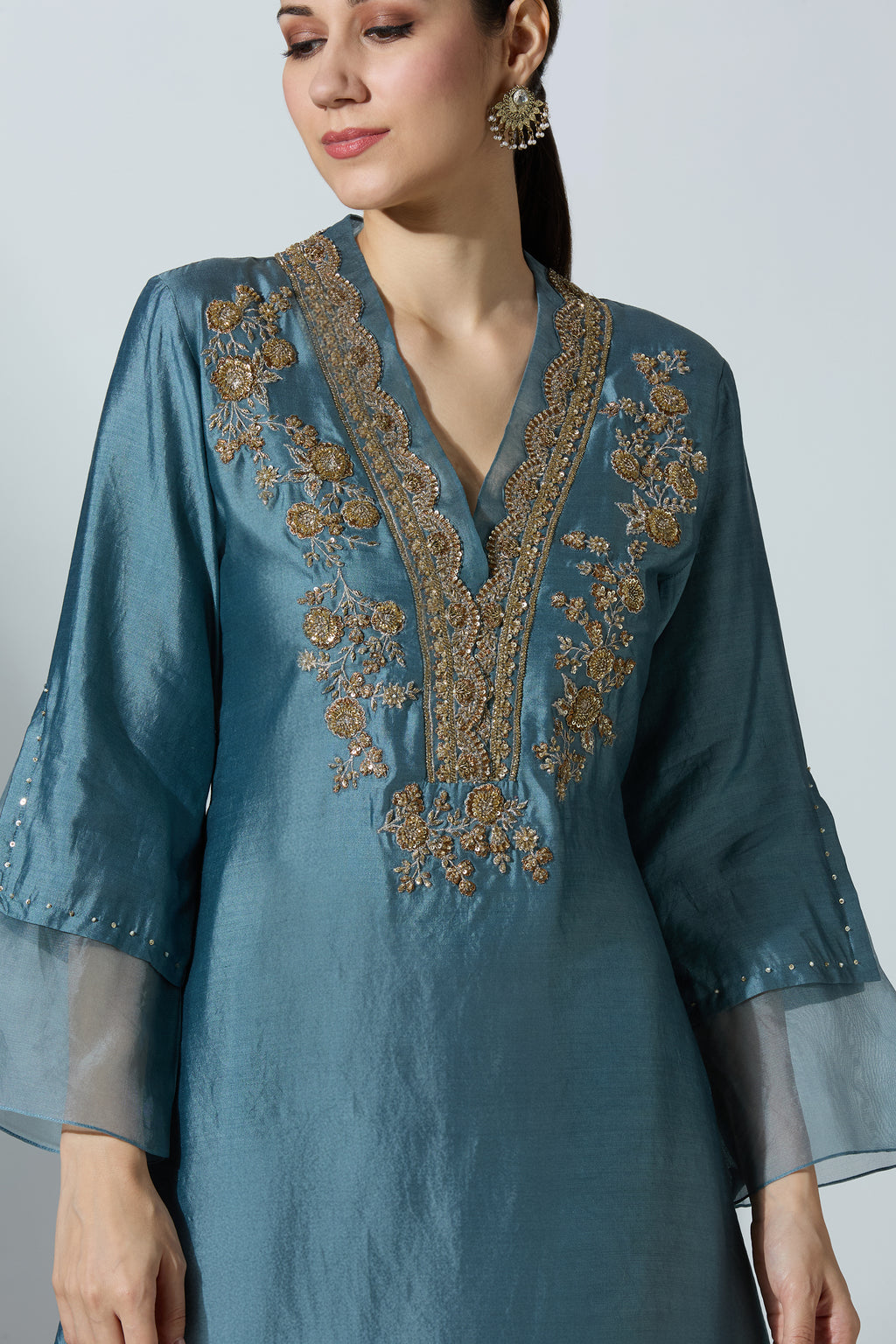 Grey Silk Kurta With Pant