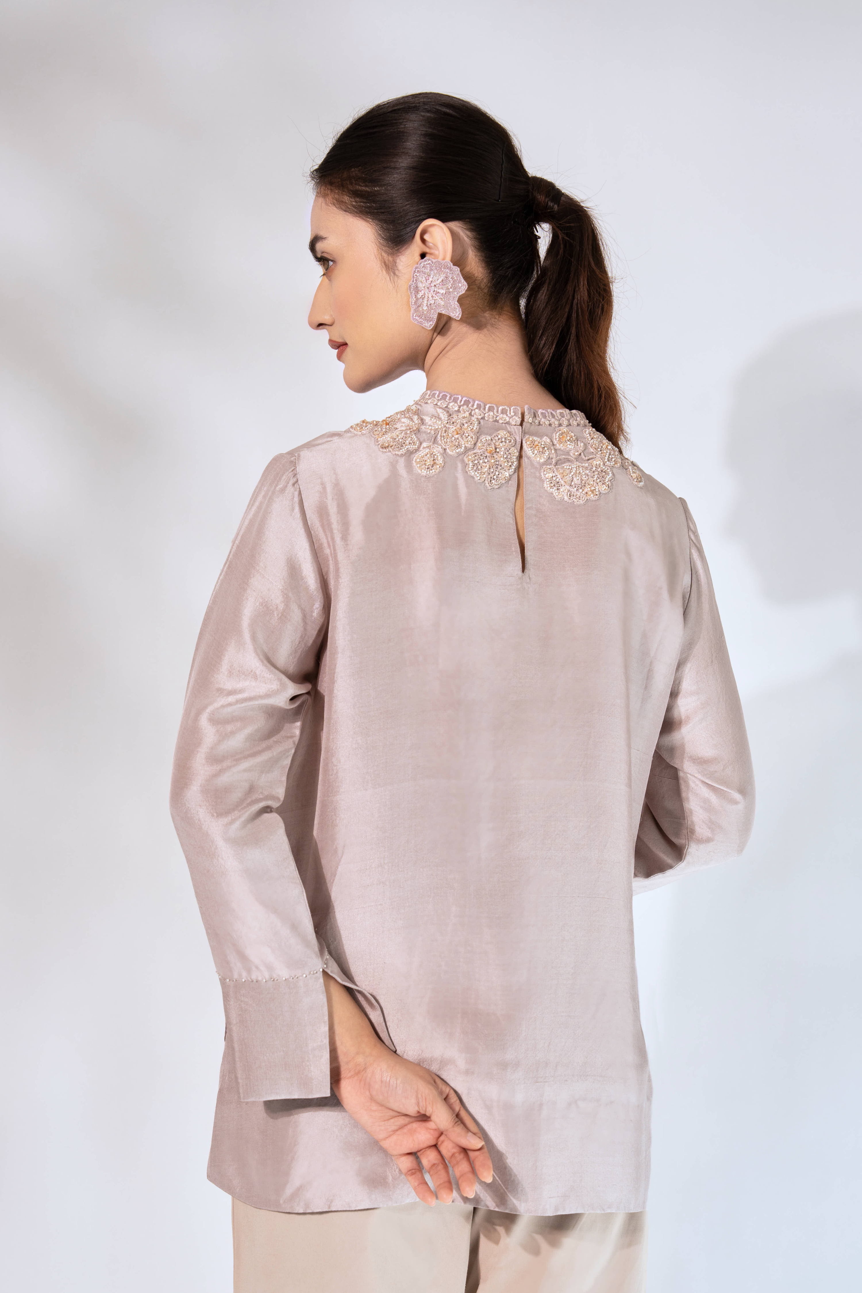 Nude High Neck Top