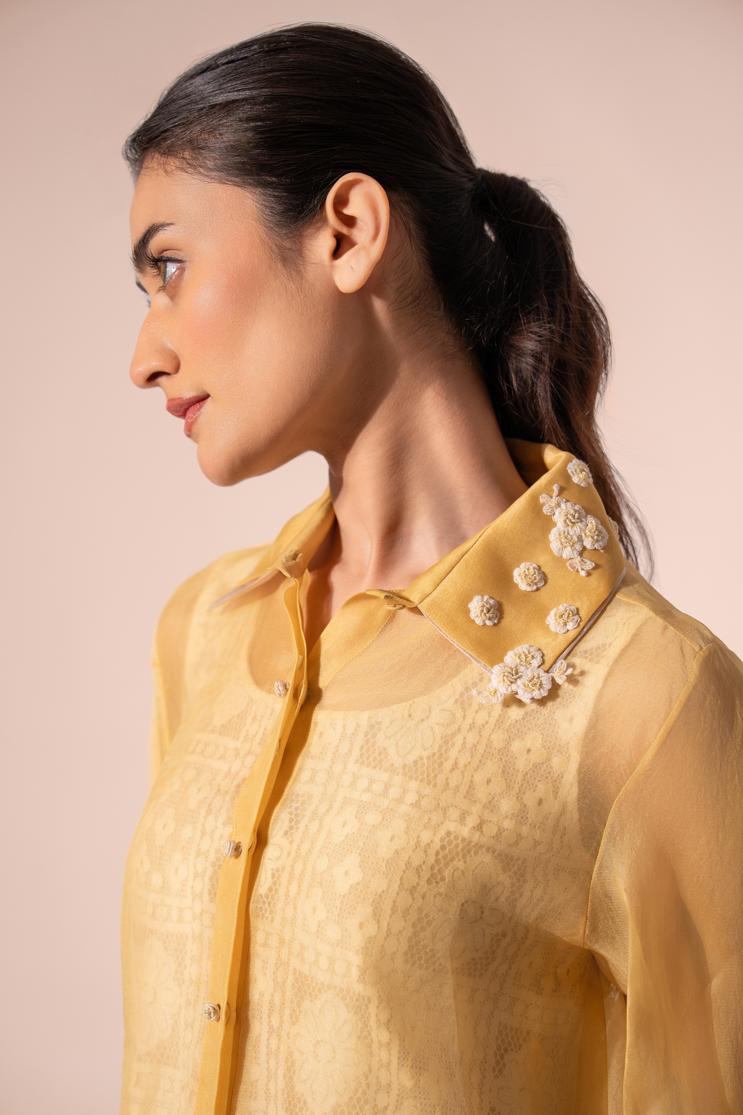 Yellow Afloat Organza Shirt