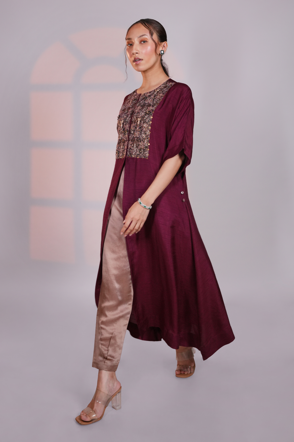 Plum Reglan Silk Kurta