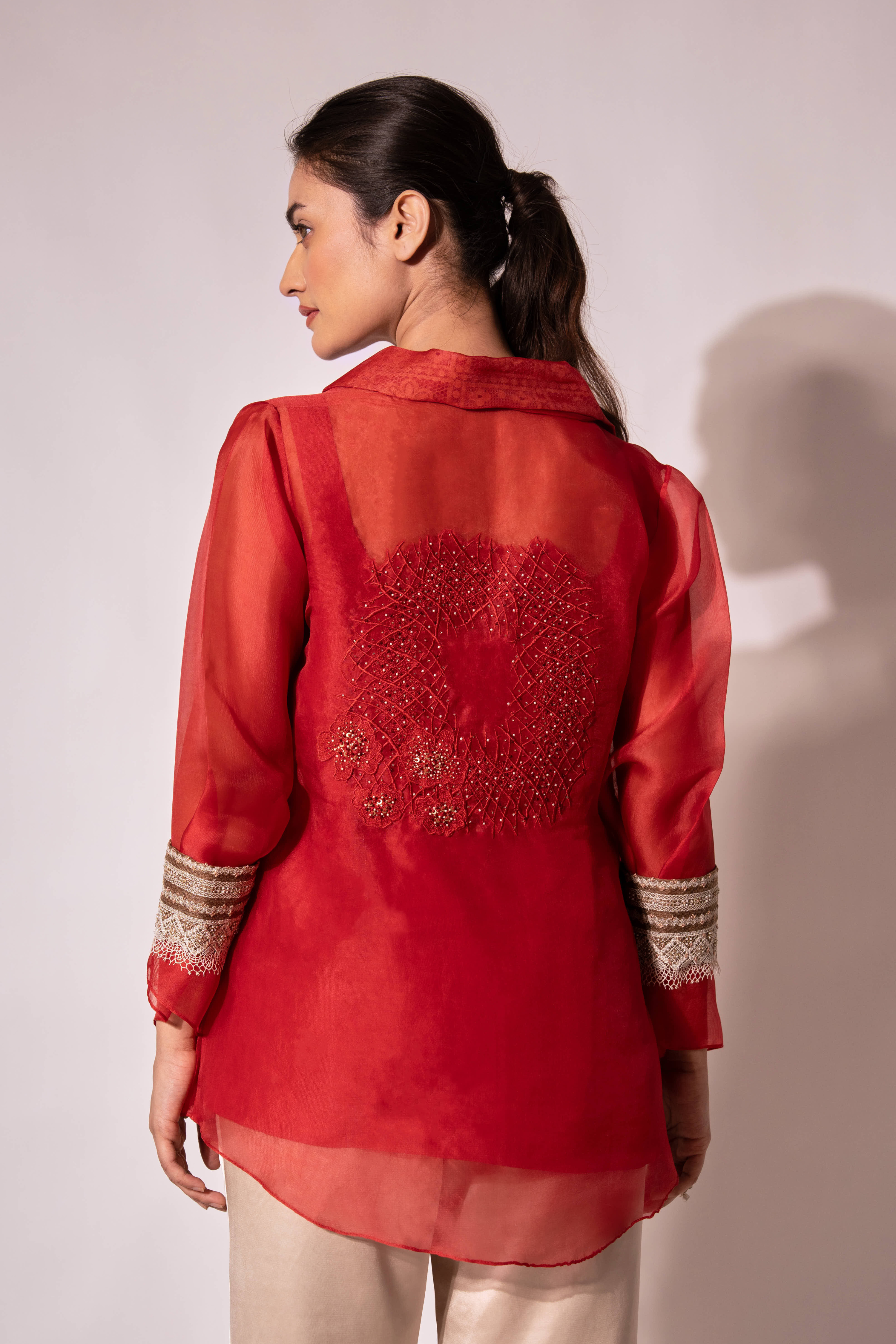 Red Long Collar Shirt