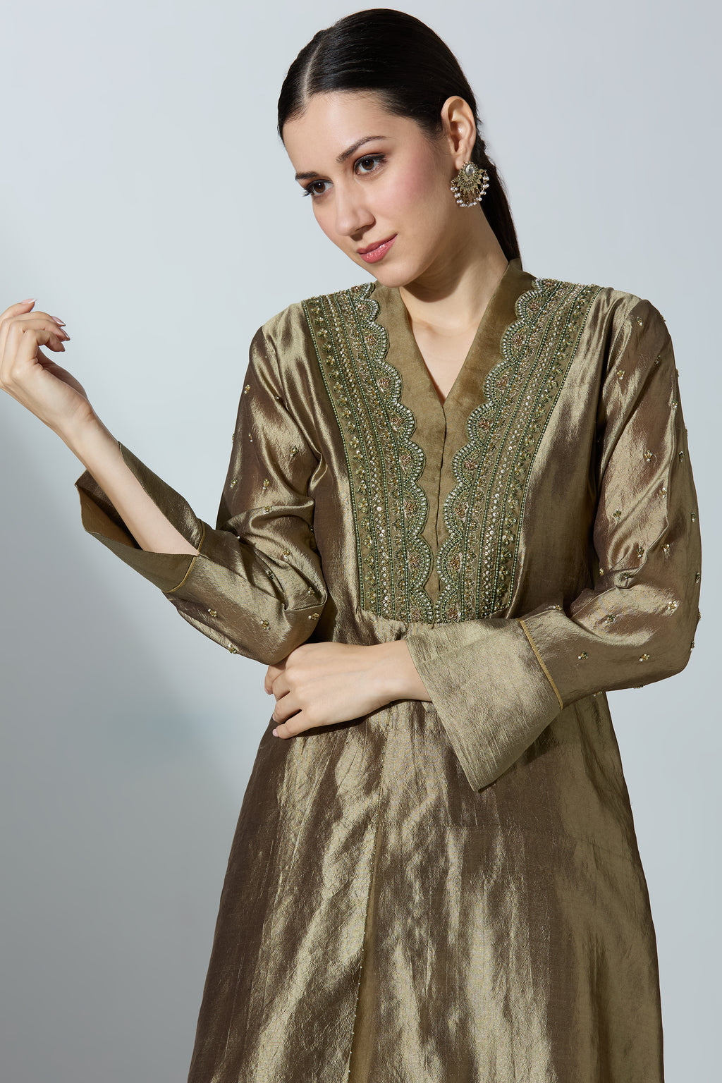 Green Silk Kurta