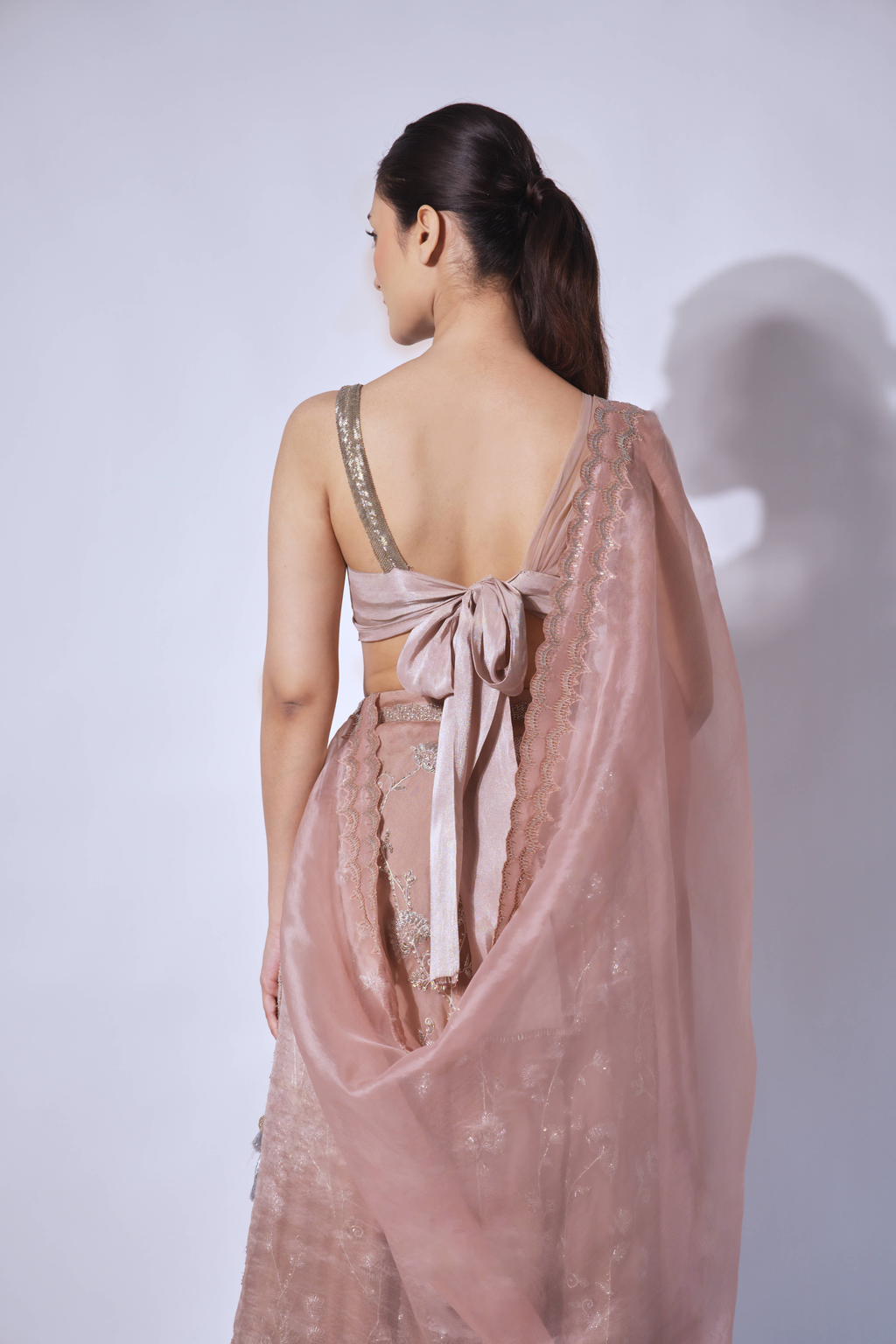 Nude Plume Bustier With Lehenga and Dupatta