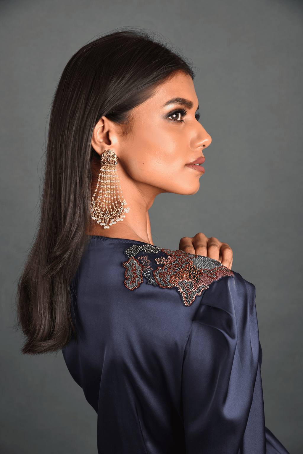 Blue Satin Dress
