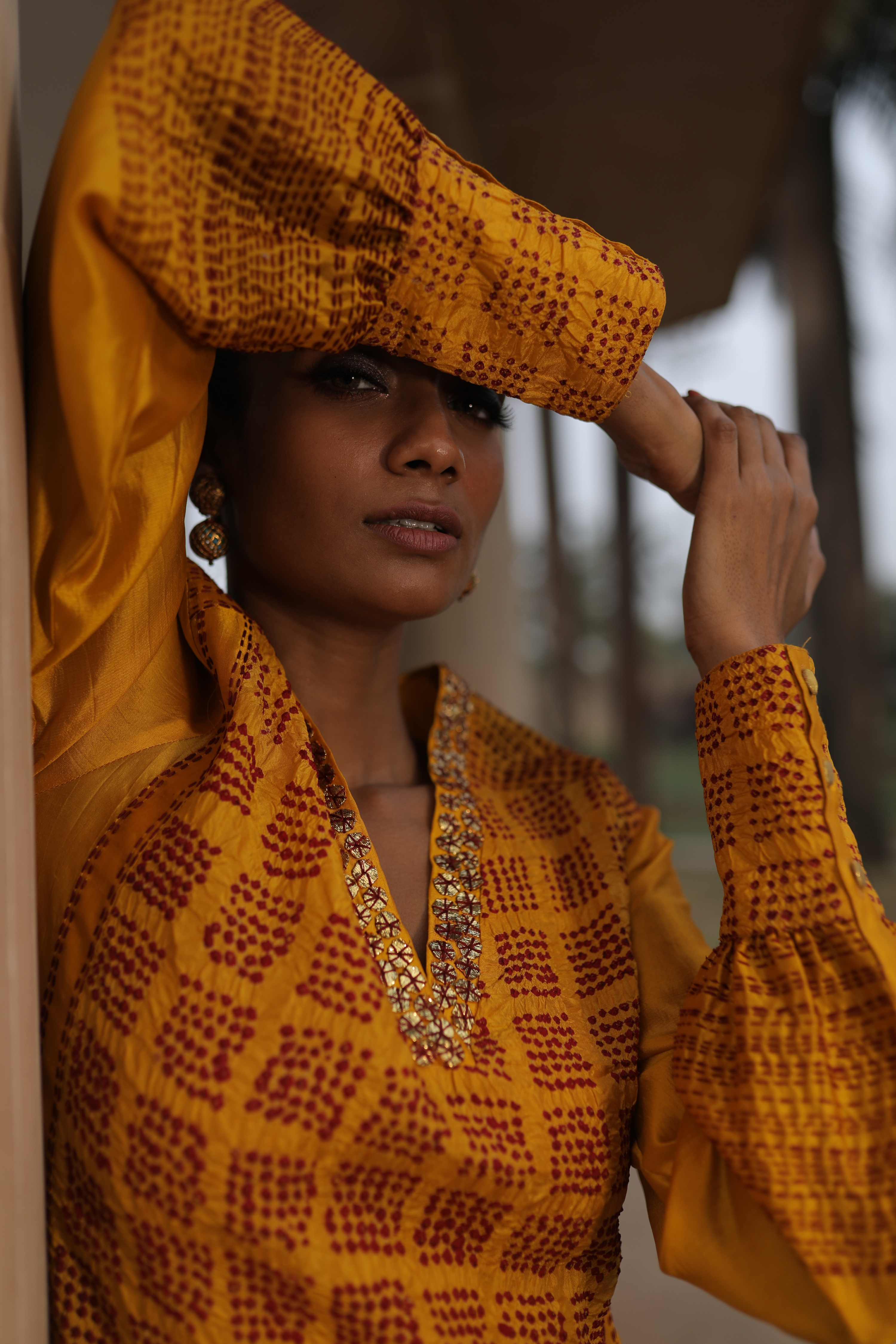 Yellow Bandhej Kurta