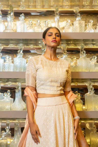 White Chikan Lehenga With Blouse