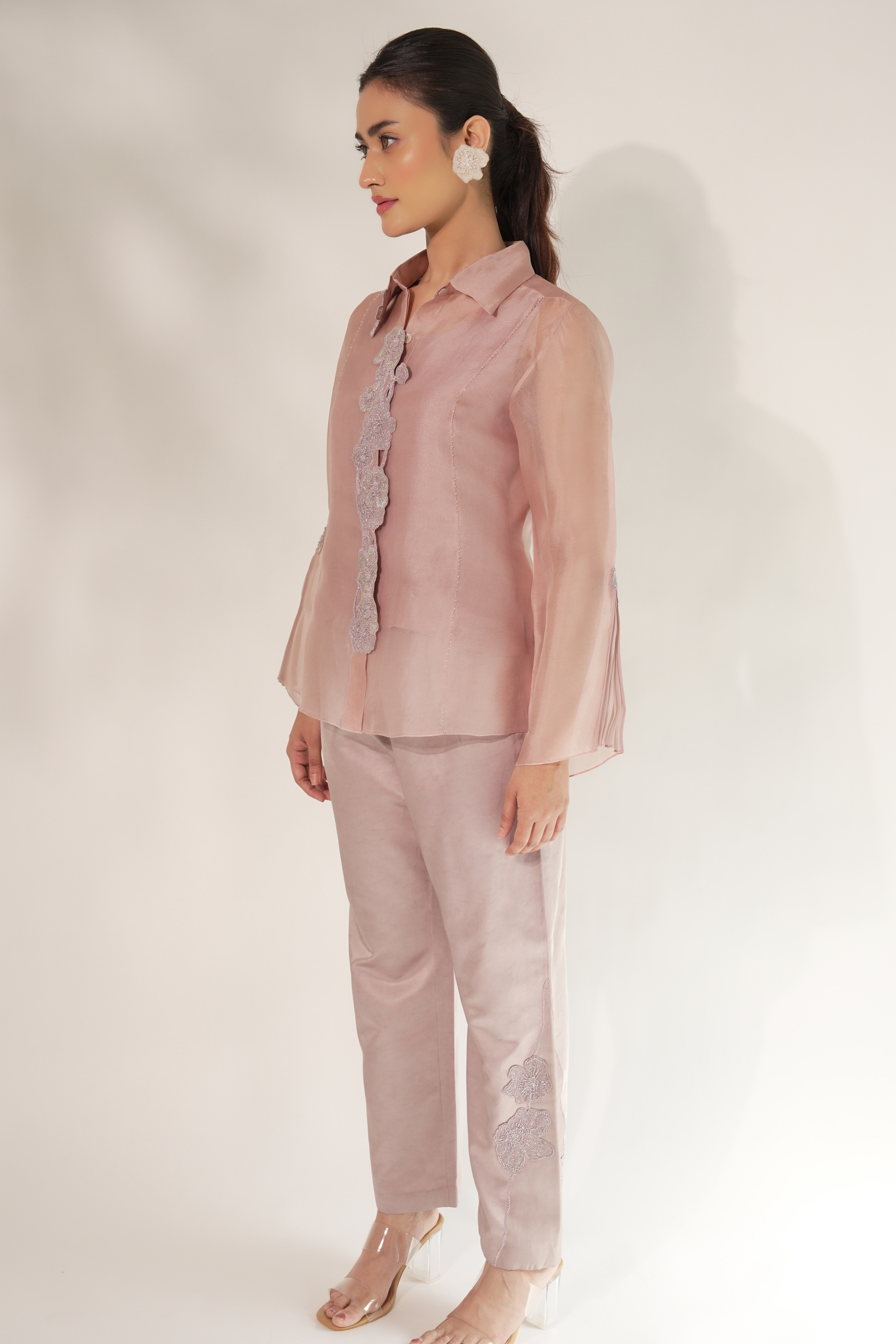 Purple Princess Cut Organza Shirt