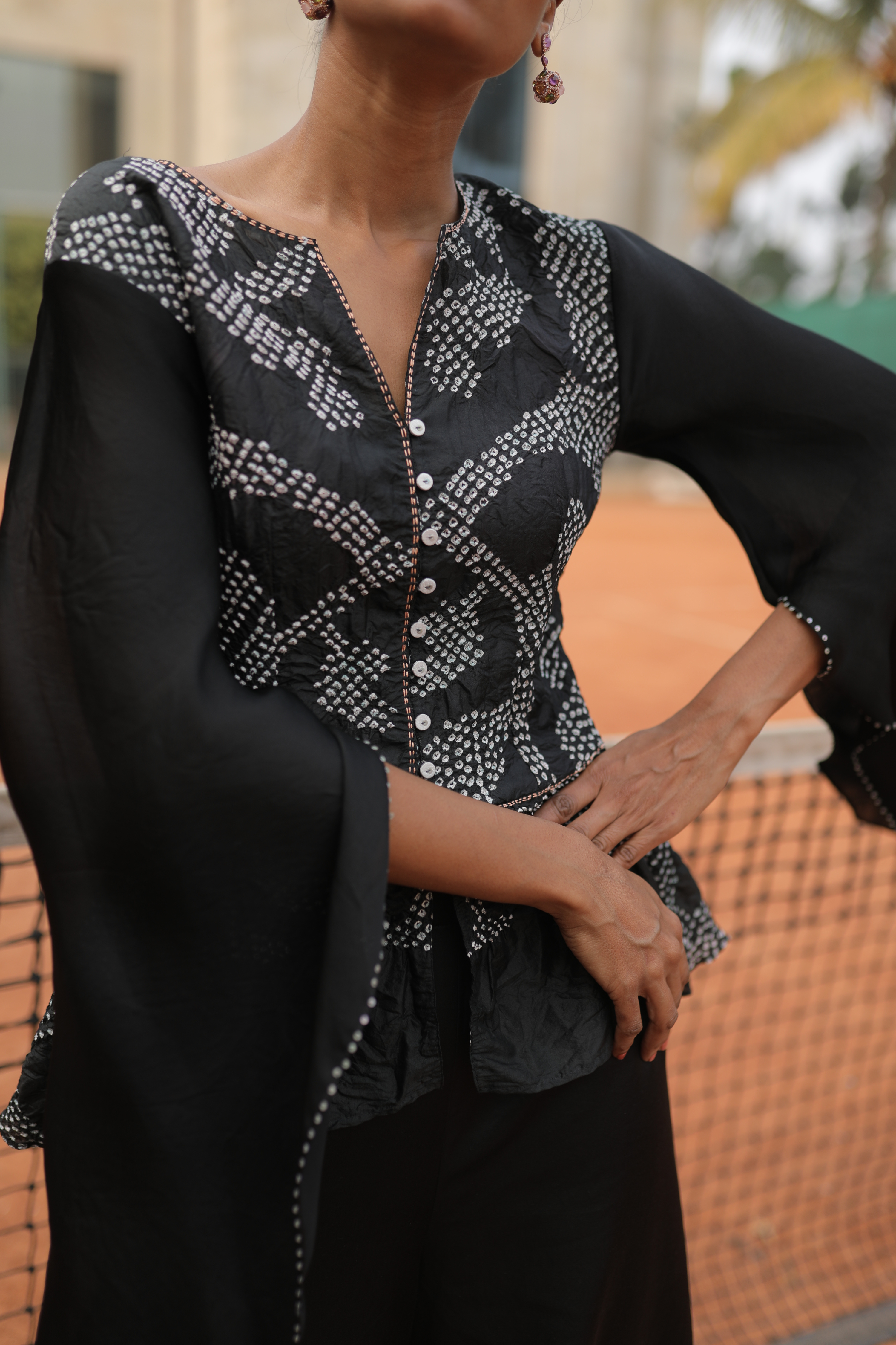 Black Bandhej Top