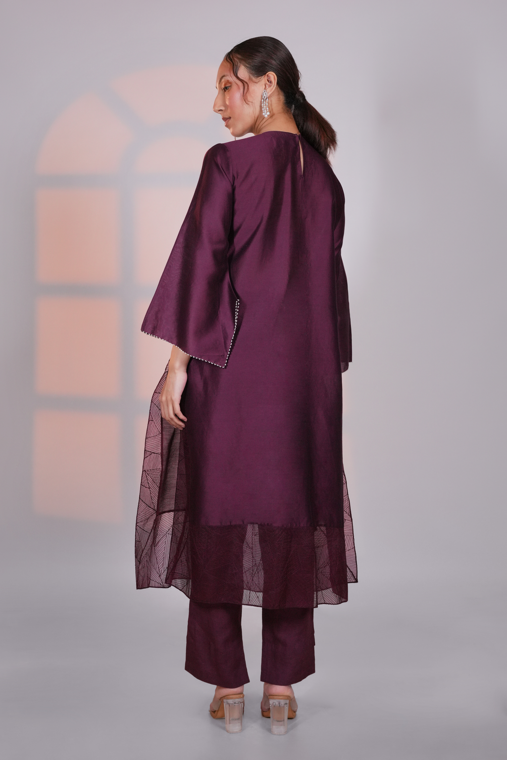 Purple Chanderi Extended Kurta