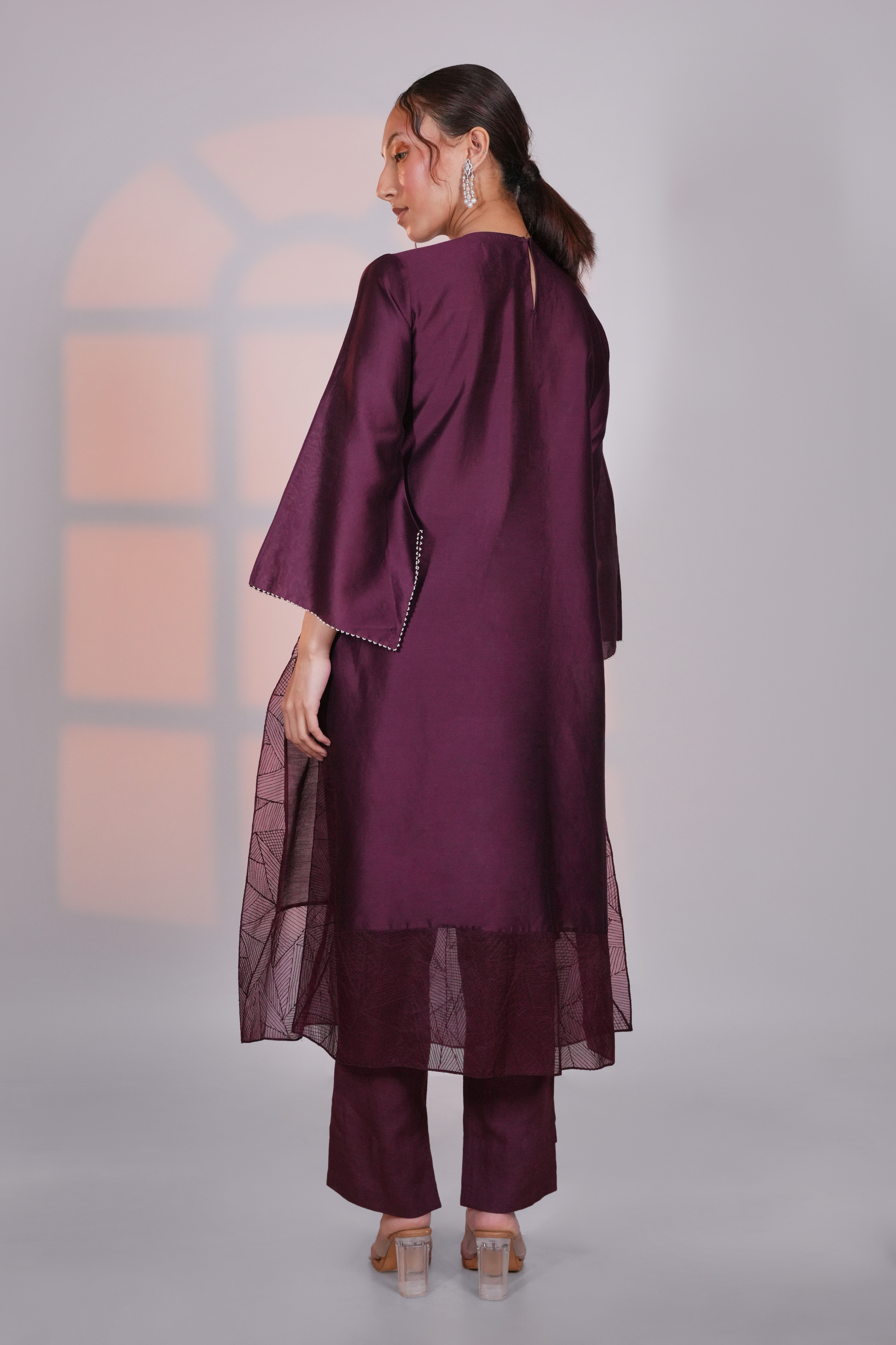 Purple Chanderi Extended Kurta