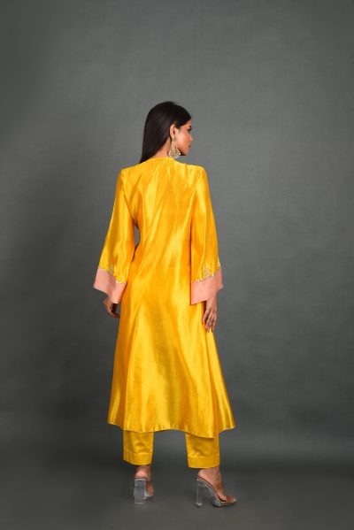 Yellow Silk Kurta With Pant