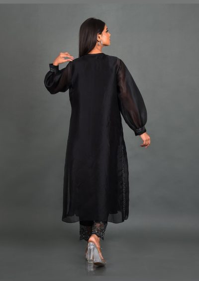 Black Organza Kurta With Pant and Dupatta